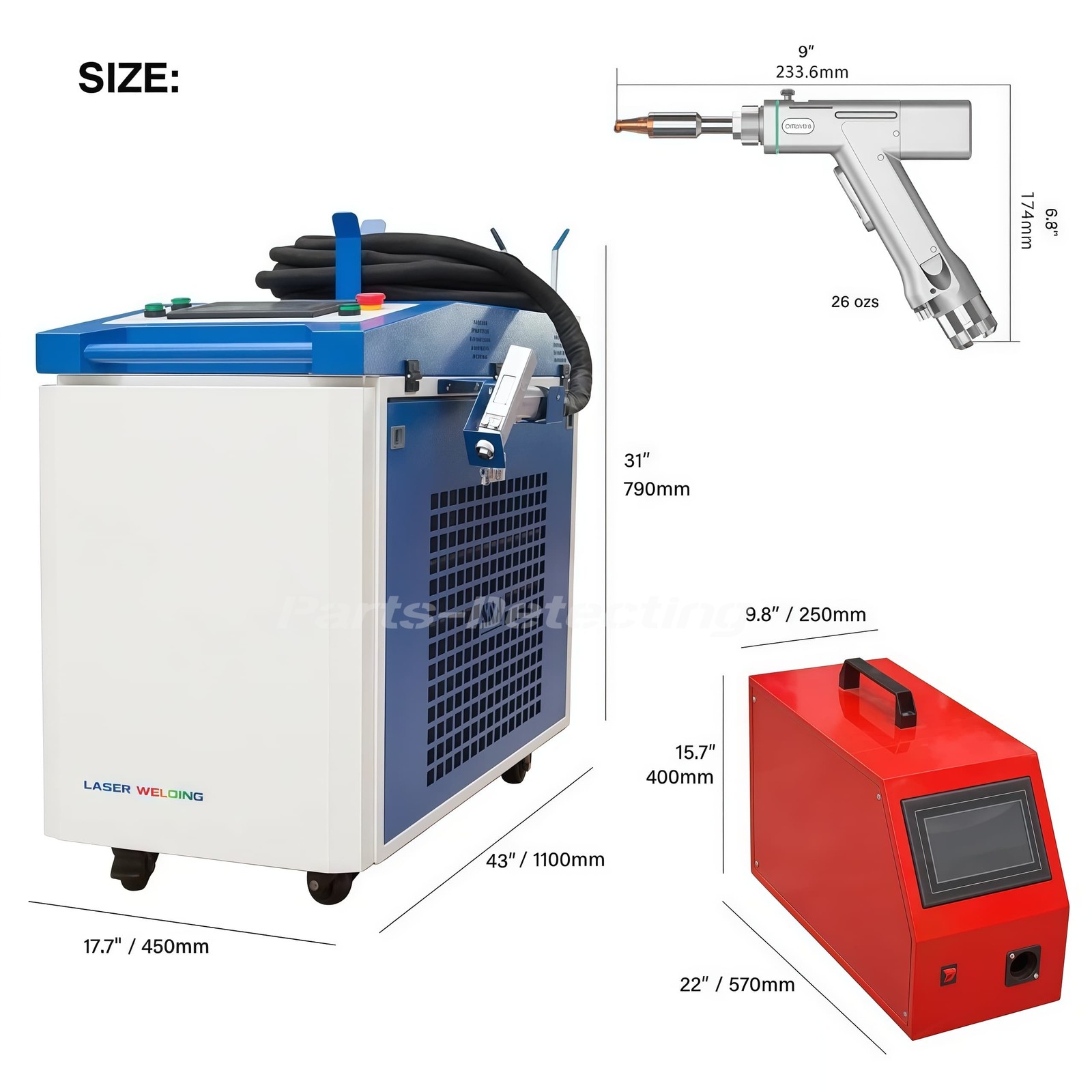 Super 4 in 1 Laser Welding Machine 1500w with BWT Laser Souce & SUP Welding Gun