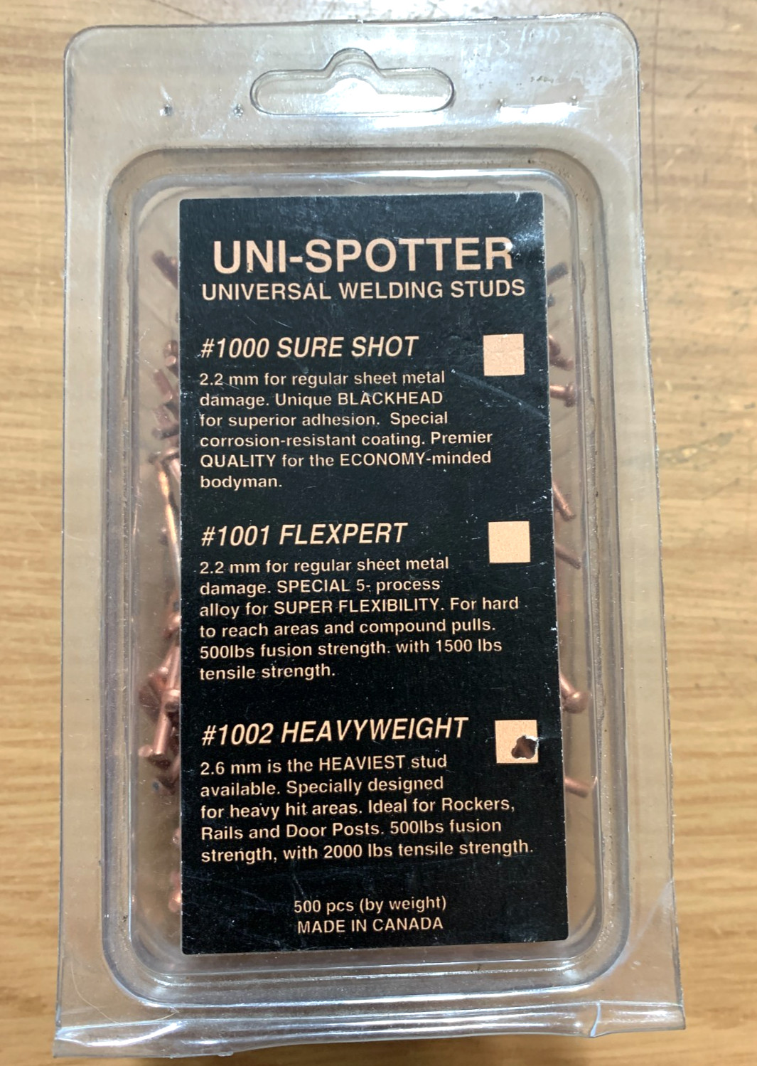 Uni-Spotter Universal Welding Studs #1002 Heavyweight 2.6mm, 500 pcs CANADA MADE