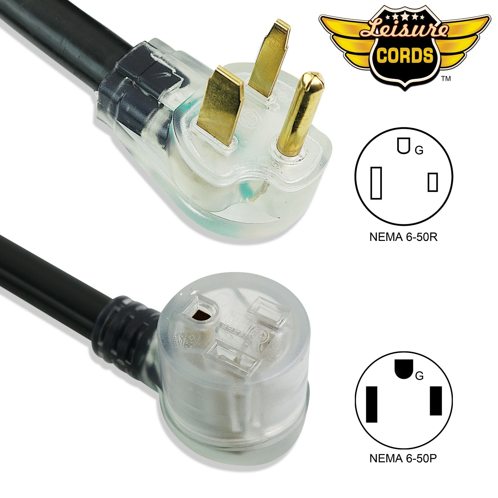 Leisure Cords 25′ 220 Volt 50 Amp Heavy Duty 8/3 Welder Extension Cord MIG TIG