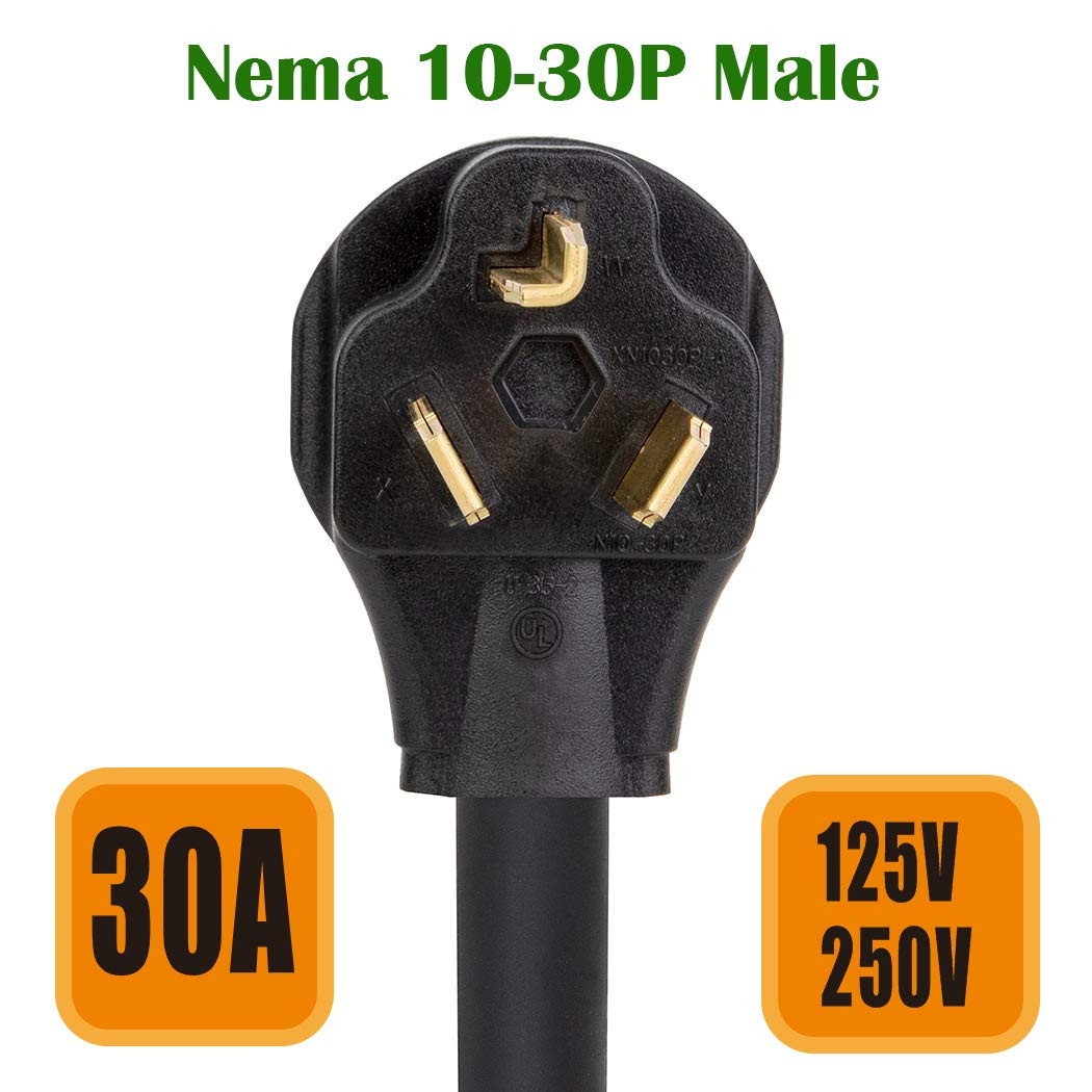 1.5-Feet Nema 10-30P to 6-50R 30 Amp Dryer Male to 50 Amp Welder Female Adapter