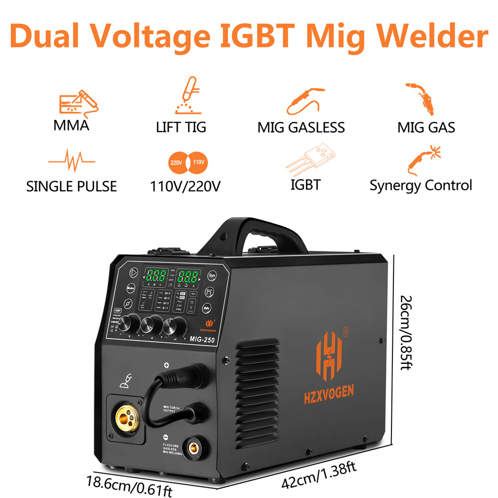 250Amp 2T/4T Gas Gasless MIG / LIFT-TIG/SPOT/Stick MIG Welder for Aluminum,steel