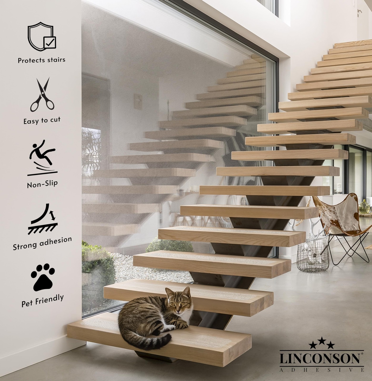 linconson | 6” x 24” | Clear Slip Resistant Stairs Tread Grip Tape (