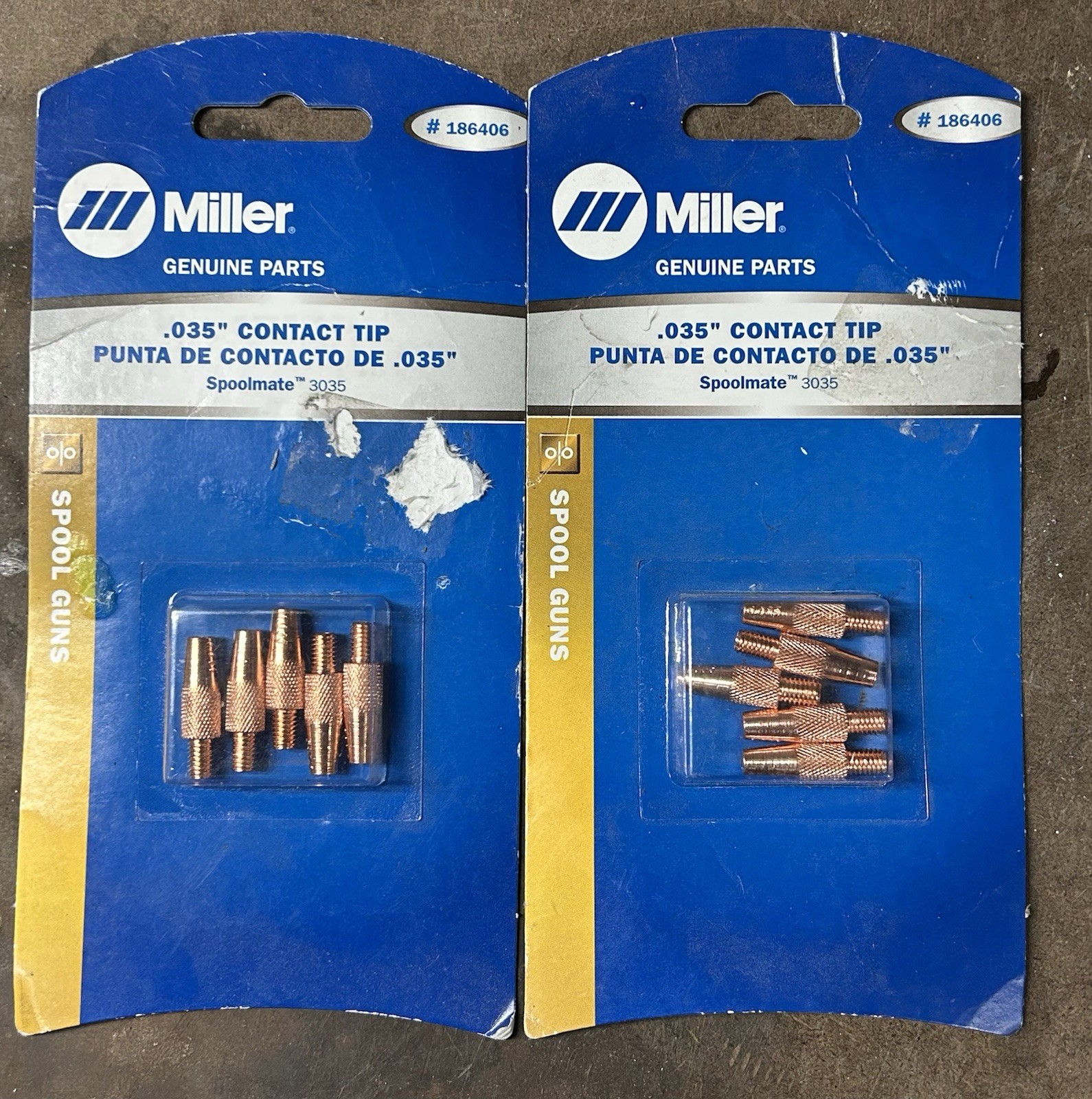 Lot of 2 Miller 186406 Contacts Tips for Spoolmate 3035 .035″, 5PK
