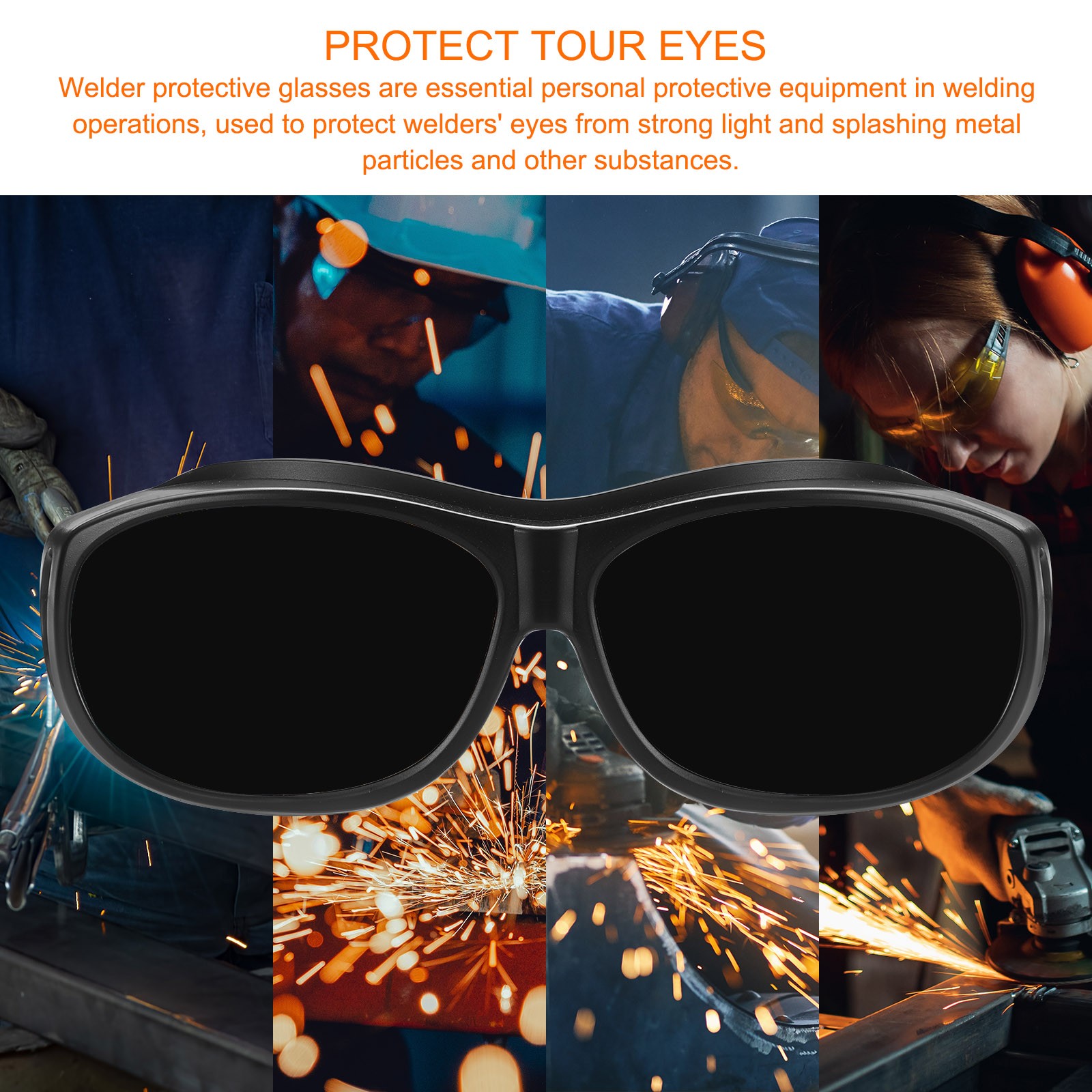 Welding Glasses IR Shade 12 CE Certified Protective Glasses Wrap Around Lens
