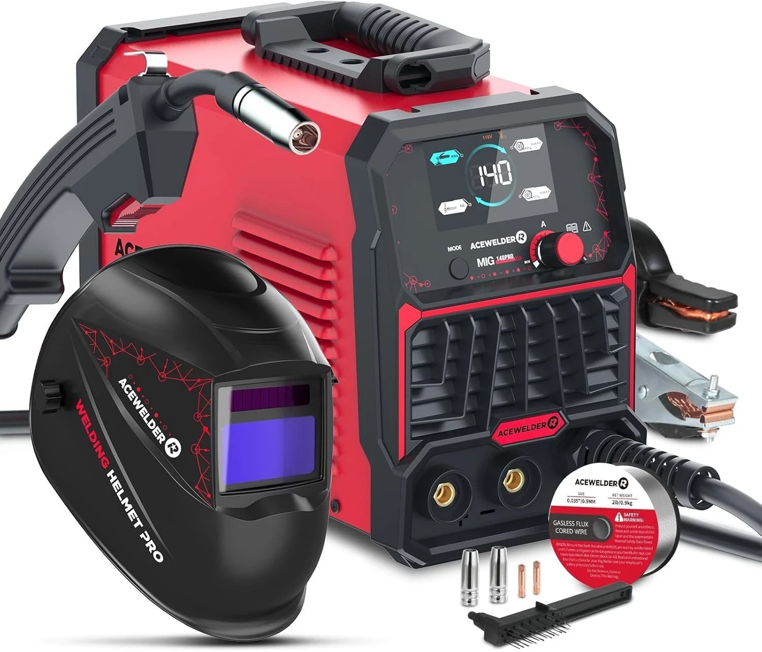 3 IN 1 Welder 140A Gasless Flux MIG/Lift Tig/Stick Welding Machine 110V Inverter