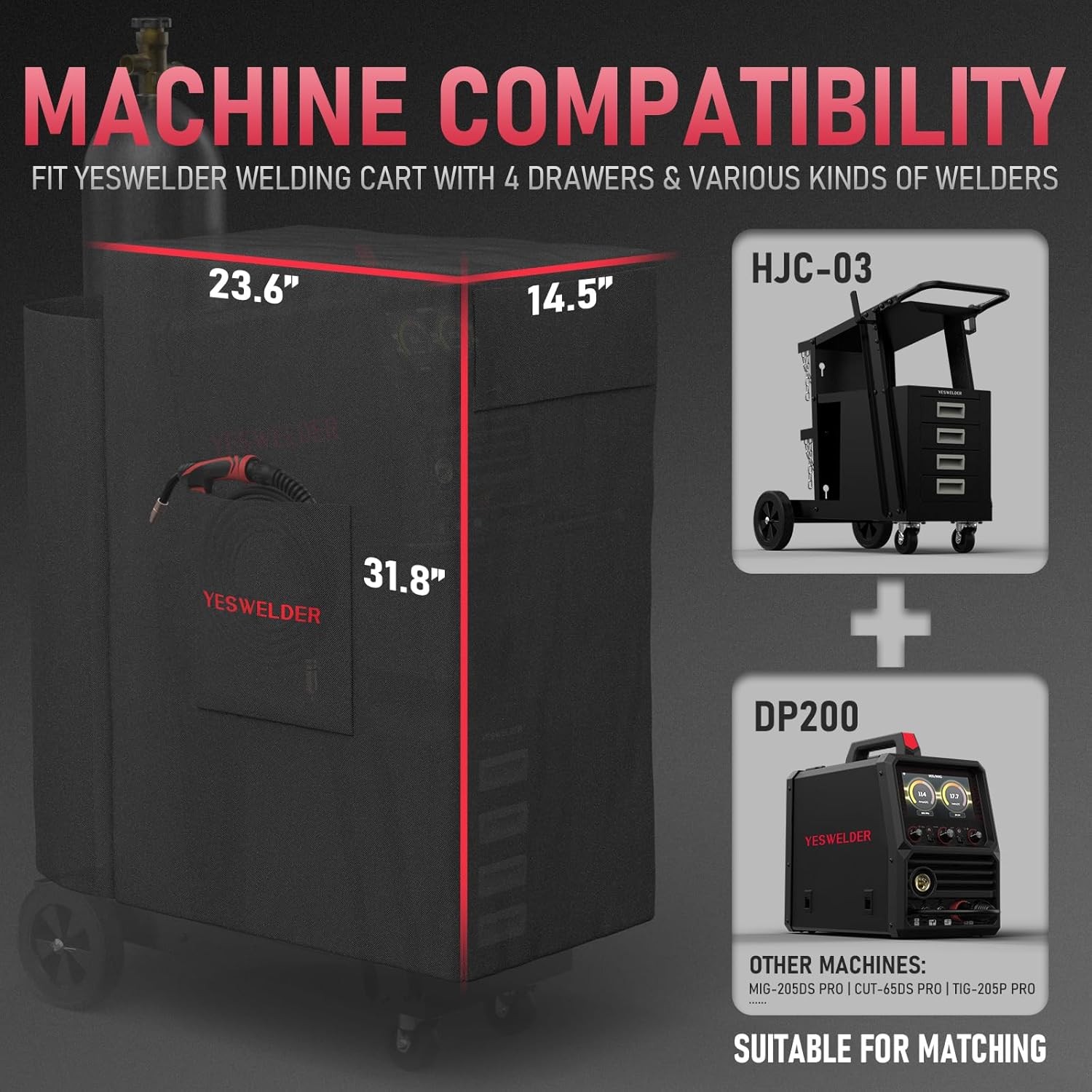 Waterproof Welding Cart Cover, Protective Dust Shield for Welder Trolley
