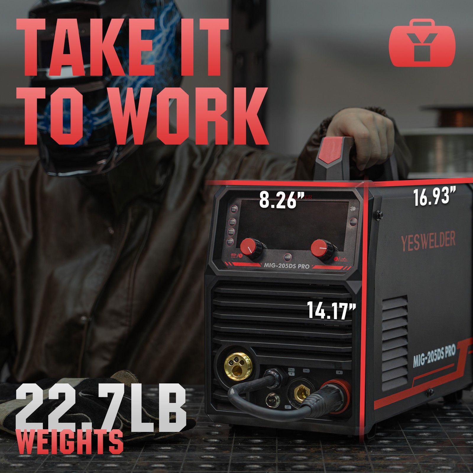 200A 5-in-1 MIG Welding Machine 110/220V Dual Voltage Gas/Flux/Spool/TIG/Stick