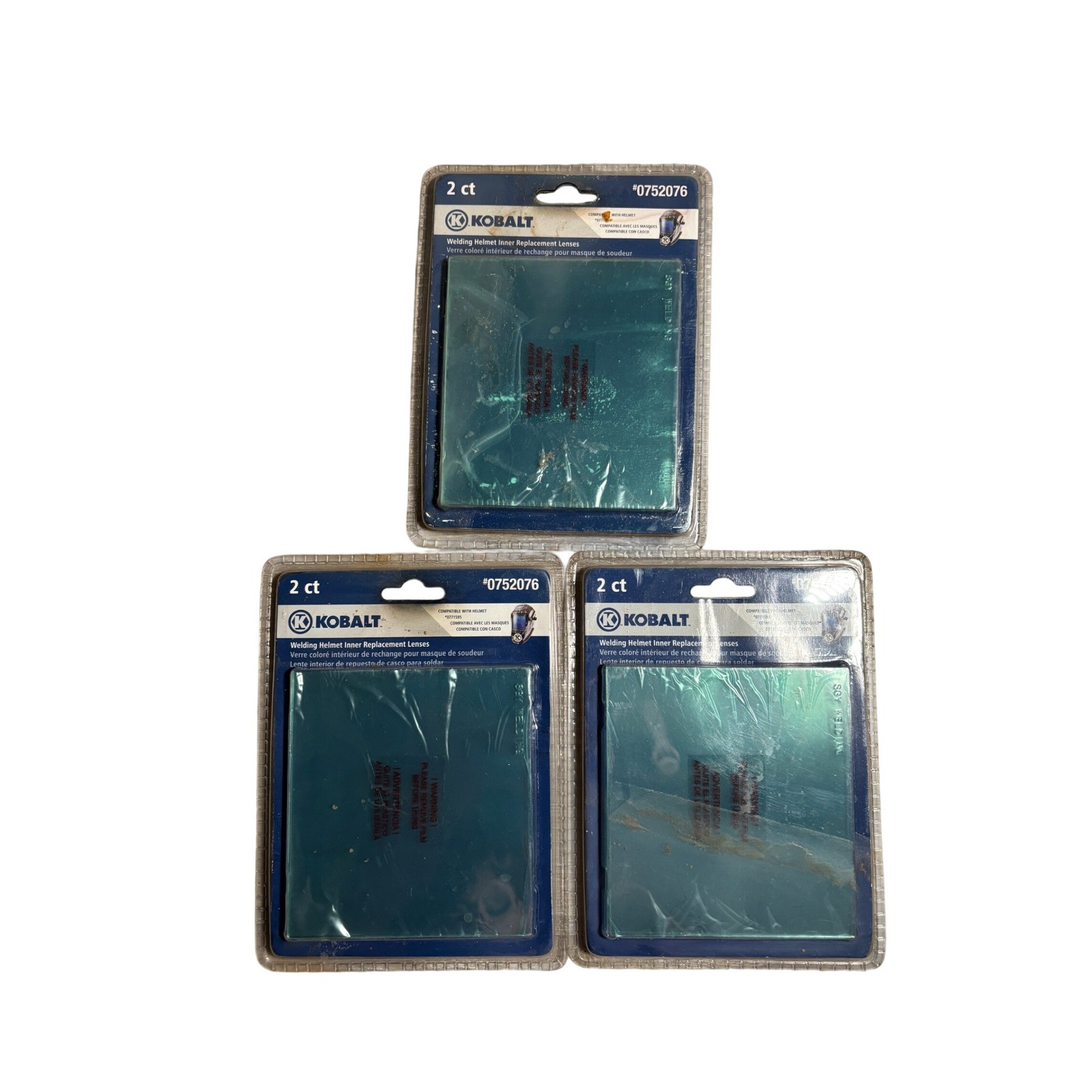NWT Kobalt 3 Pack Welding Helmet Inner Replacement Lenses 6ct Total Green Utilit