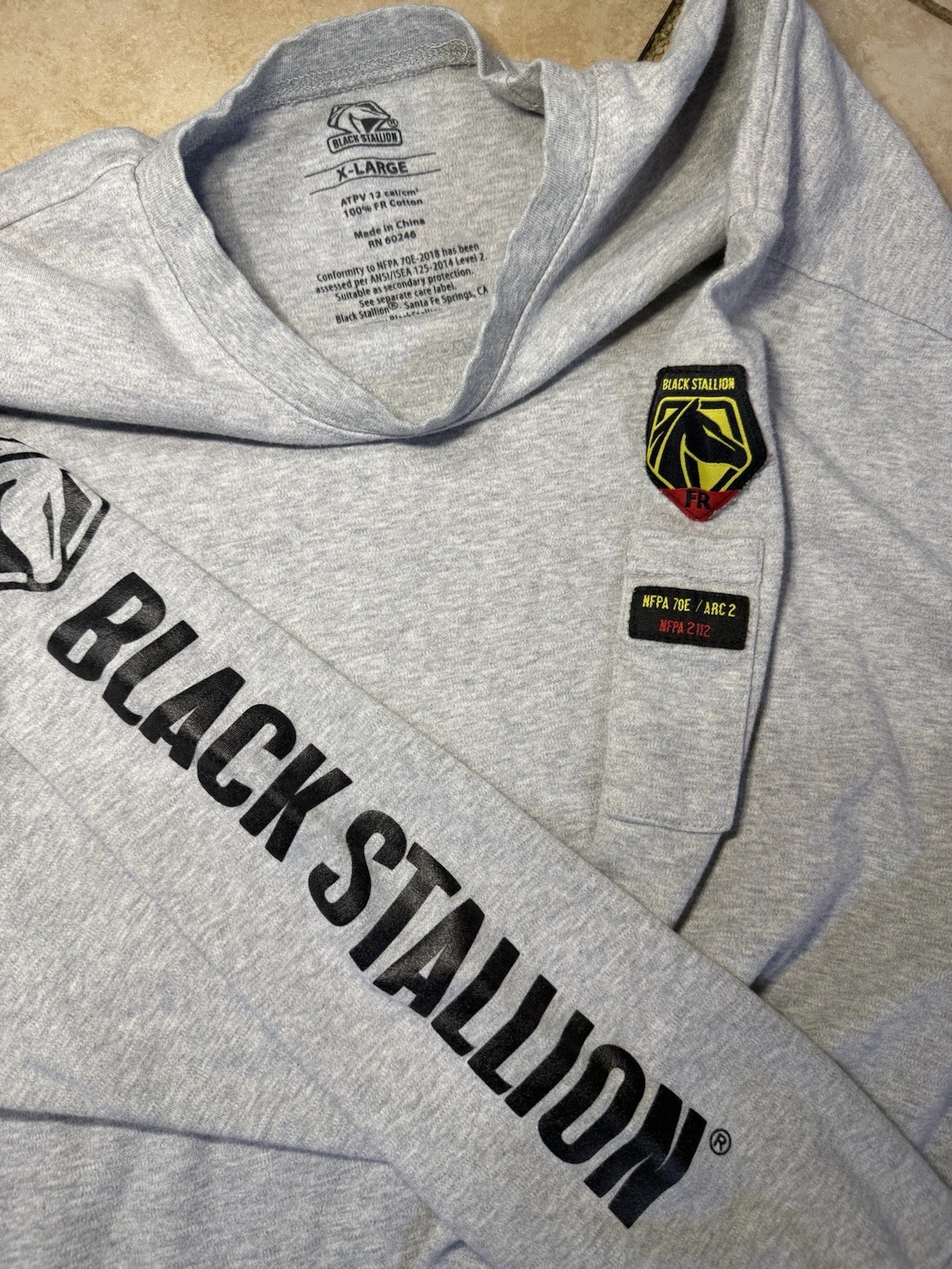 Revco Black Stallion Gray 7 oz. FR Cotton Knit Long-Sleeve T-Shirt Size XL