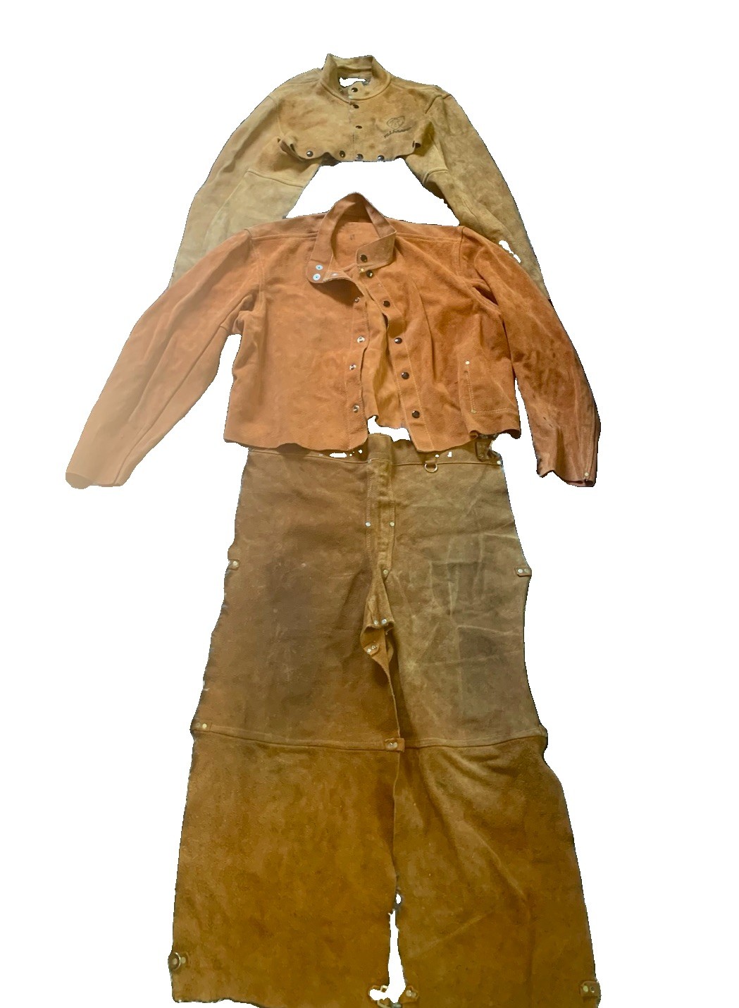 Vtg Tilman Cowhide Leather Welding Jacket Chaps Shoulder Cover Small Full Set