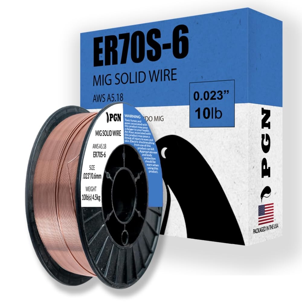 PGN Solid MIG Welding Wire – ER70S-6 .023 Inch – 10 Pound Spool – Mild Steel MIG