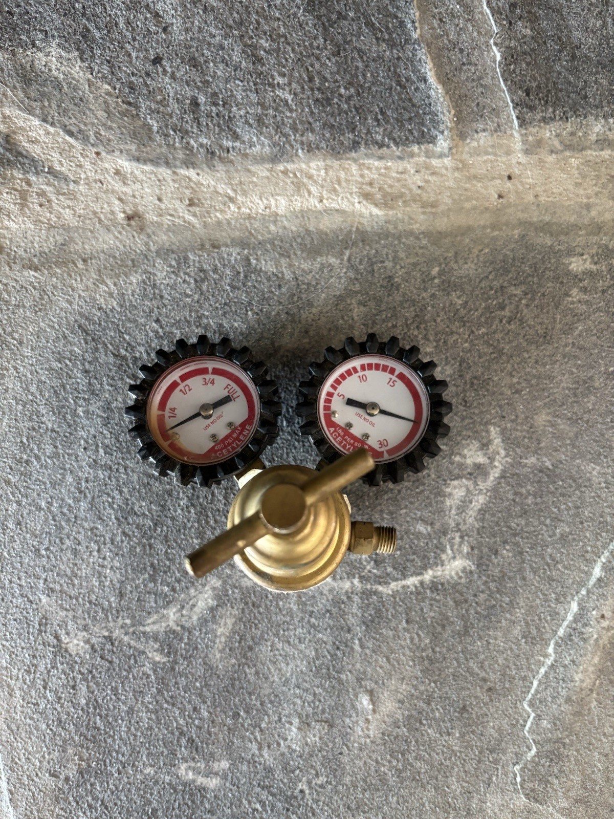Uniweld Acetylene Gas Welding Regulator Brass Dual Gauges Adjustment Knob