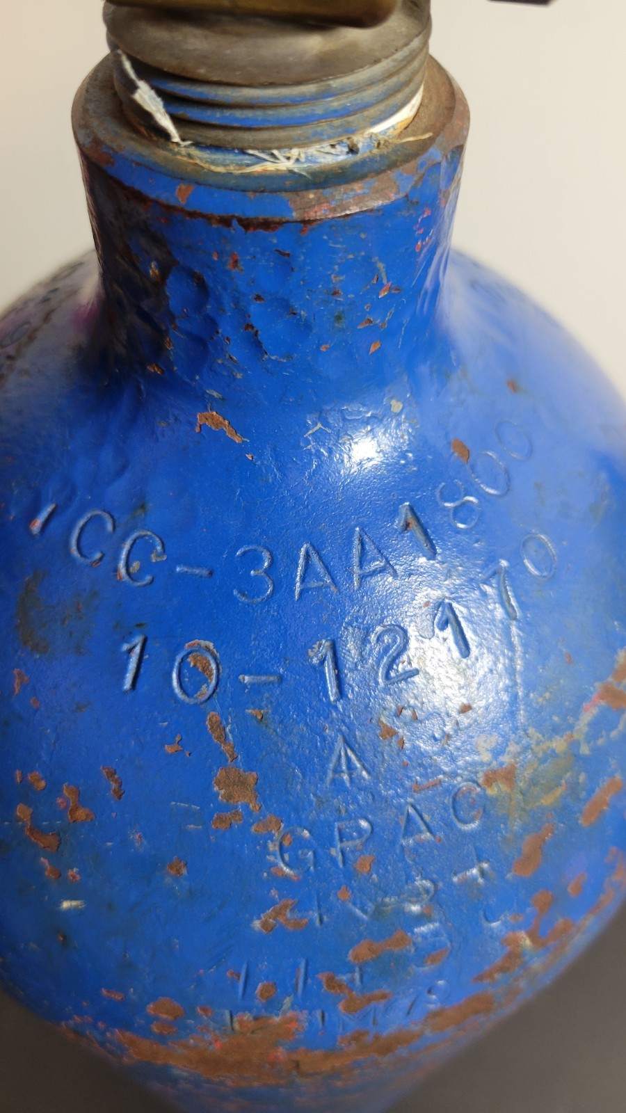 Empty Steel Gas Cylinder Tank Blue 24″ DOT-3AA1800 ICC Vintage Sherwood Valve…