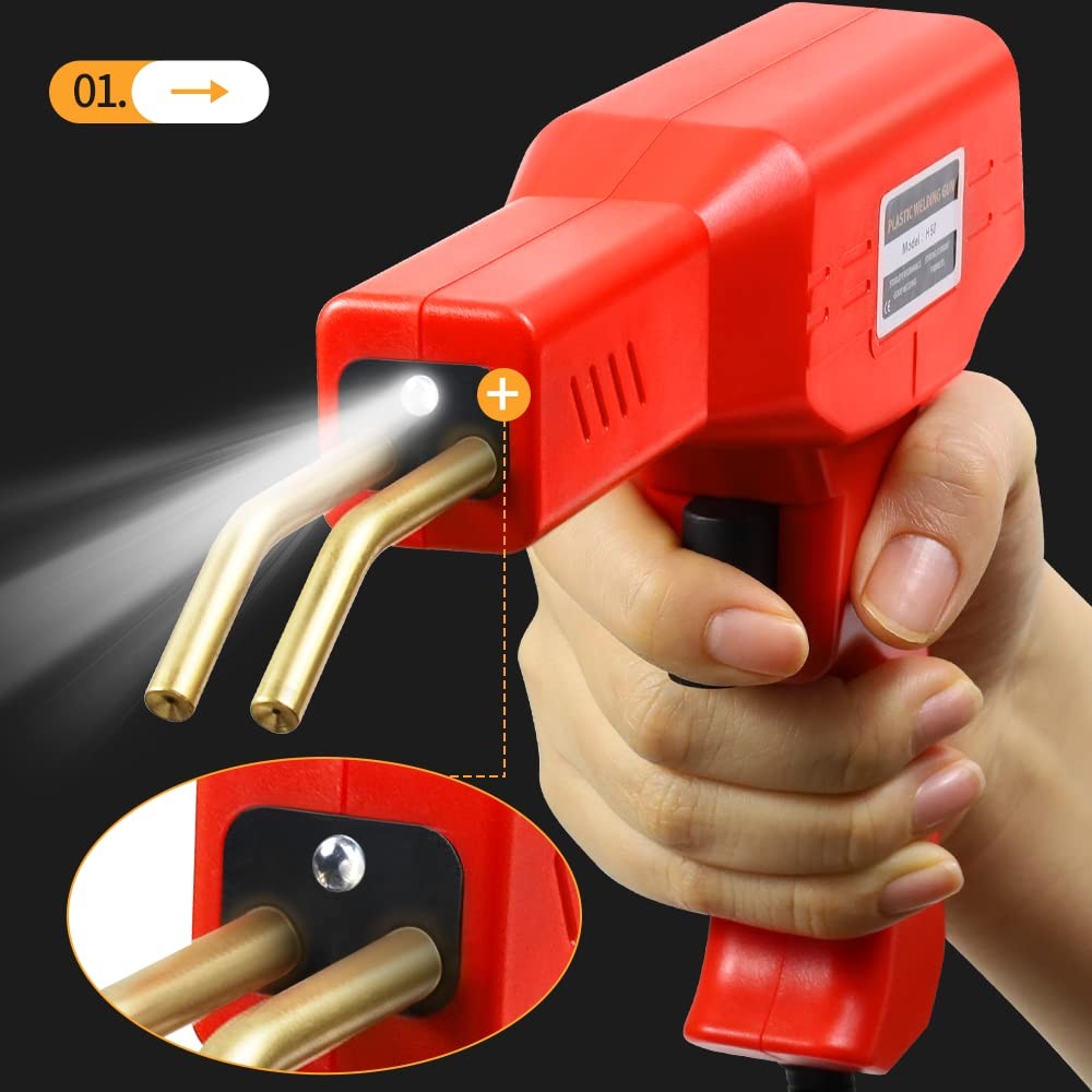 Plastic Welding Machine Car Bumper Repair Kit,6Types 50W Stapler red, Red
