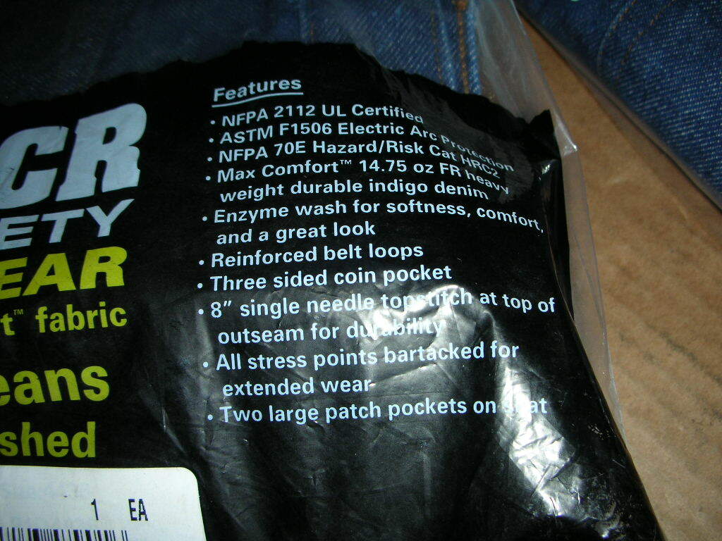 MCR SAFETY P1D4432 Flame Resistant Denim Work Jeans w/ Max Comfort 44×36, NOS