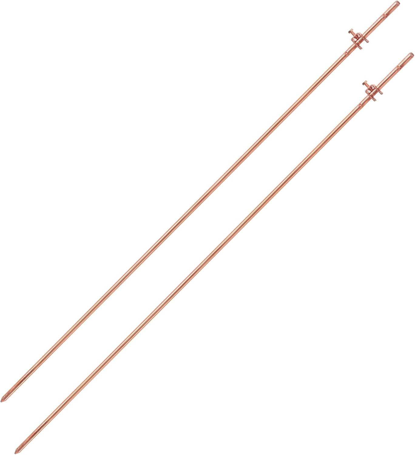 – 4′ Grounding Rod – 3/8″ Copper Ground Rod with Wire Clamp | Great for Electric
