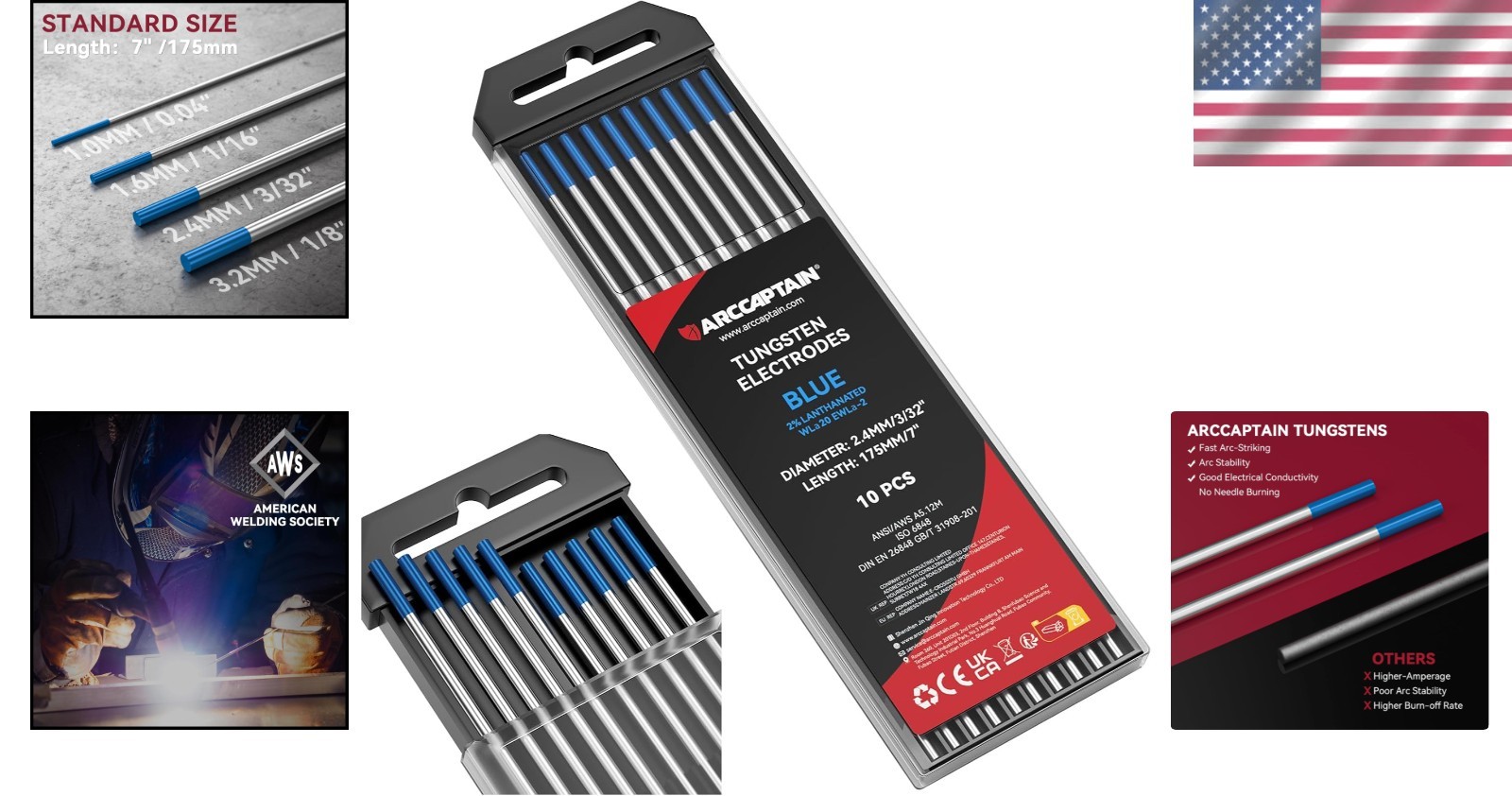 Reliable 10-Pack Blue 2% Lanthanated Tungsten Electrodes – Ideal for TIG Welding