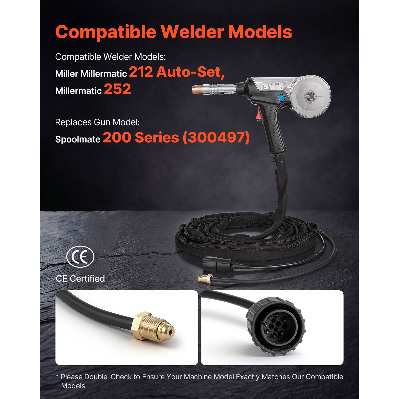 160Amp Spool Gun with 20FT Cable, Replacement for Miller Spoolmate 200 (300497)