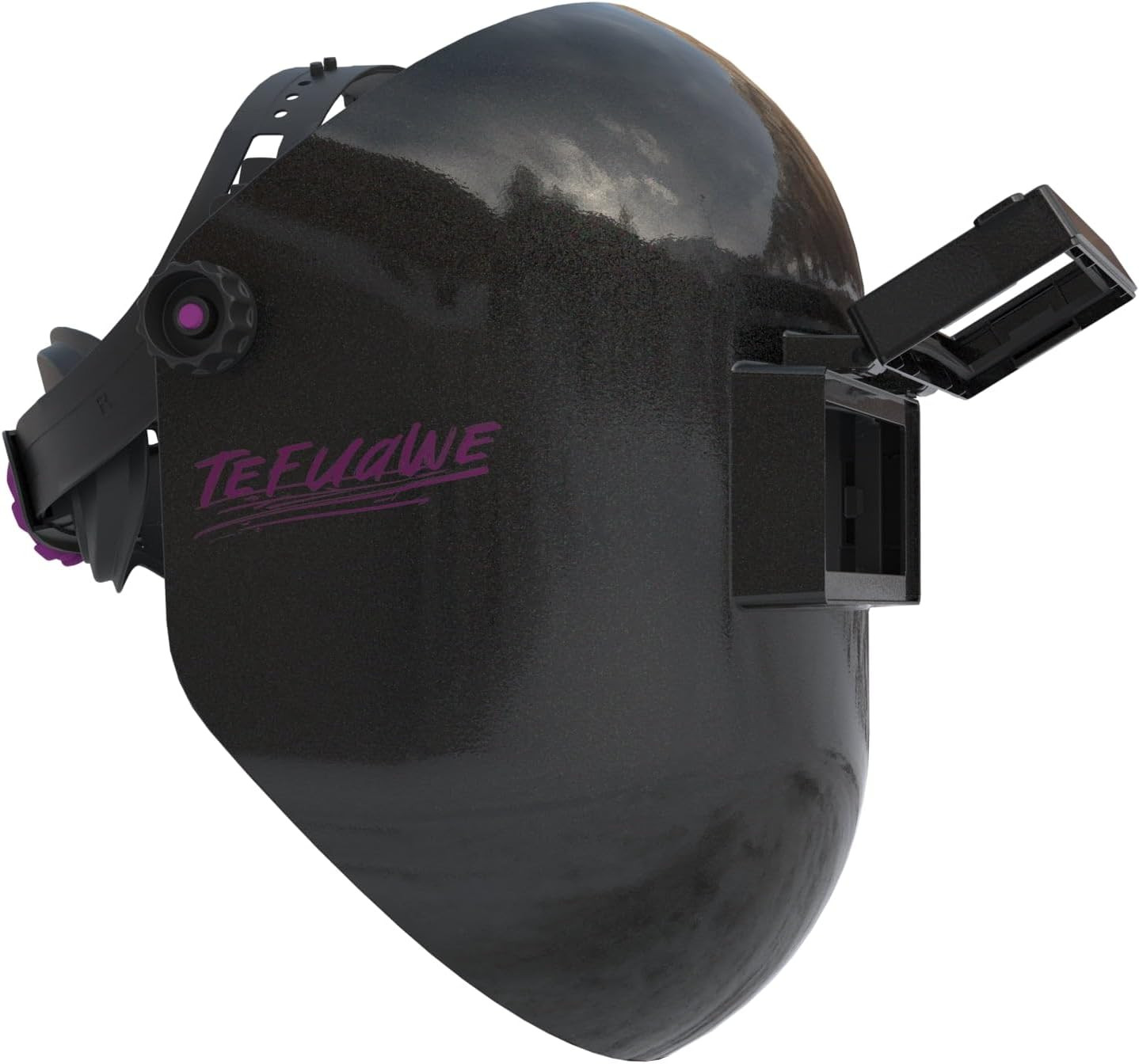 Black Flip up Chopped Fiberglass Sugar Scoop Welding Helmet, Medium Cut Top and