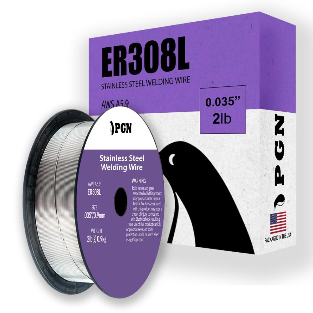PGN Stainless Steel MIG Welding Wire – ER308L – 0.035 Inch, 2 Pound Spool – Low-