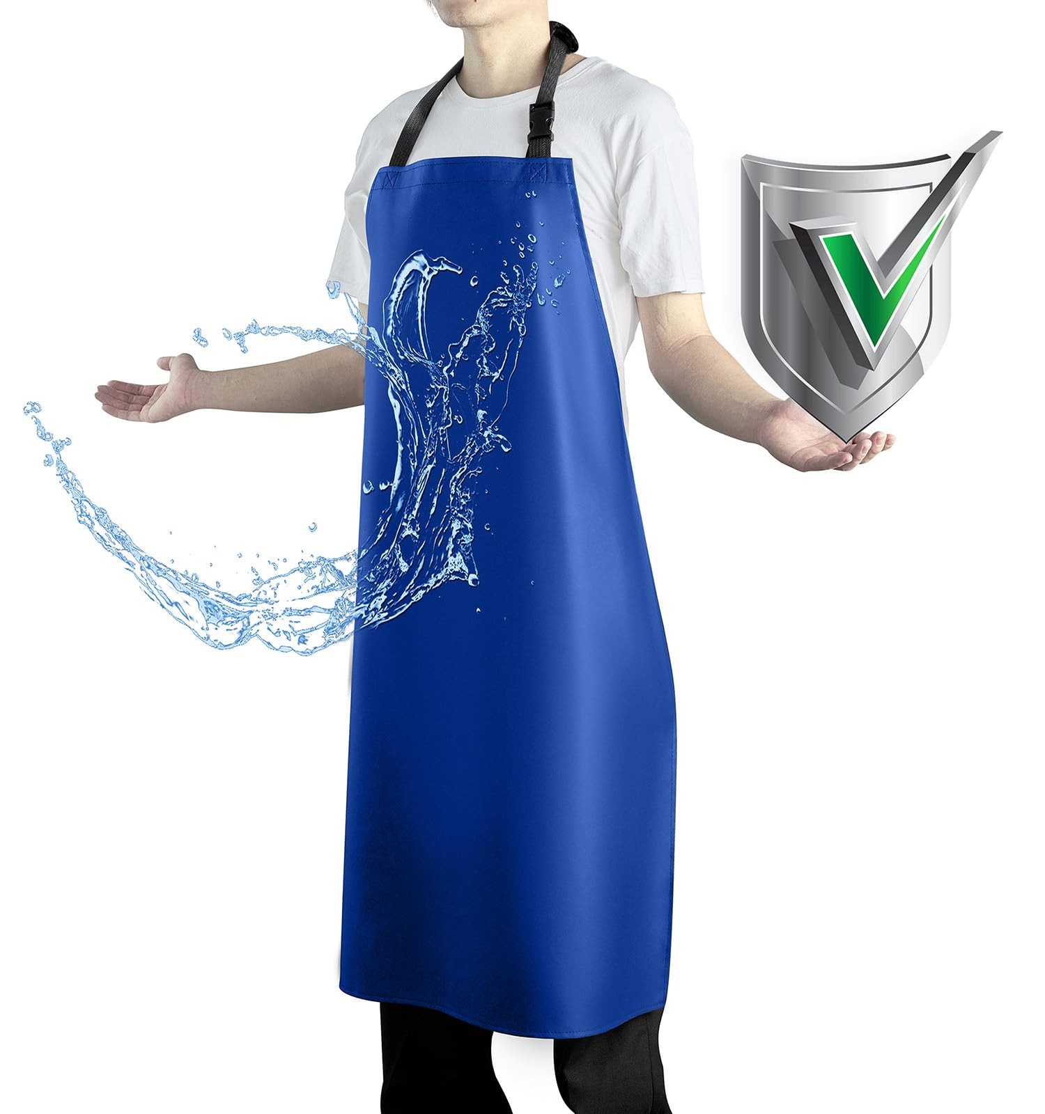 Vammcht Waterproof Rubber Vinyl Apron Heavy Duty One Size Fits Most, Blue