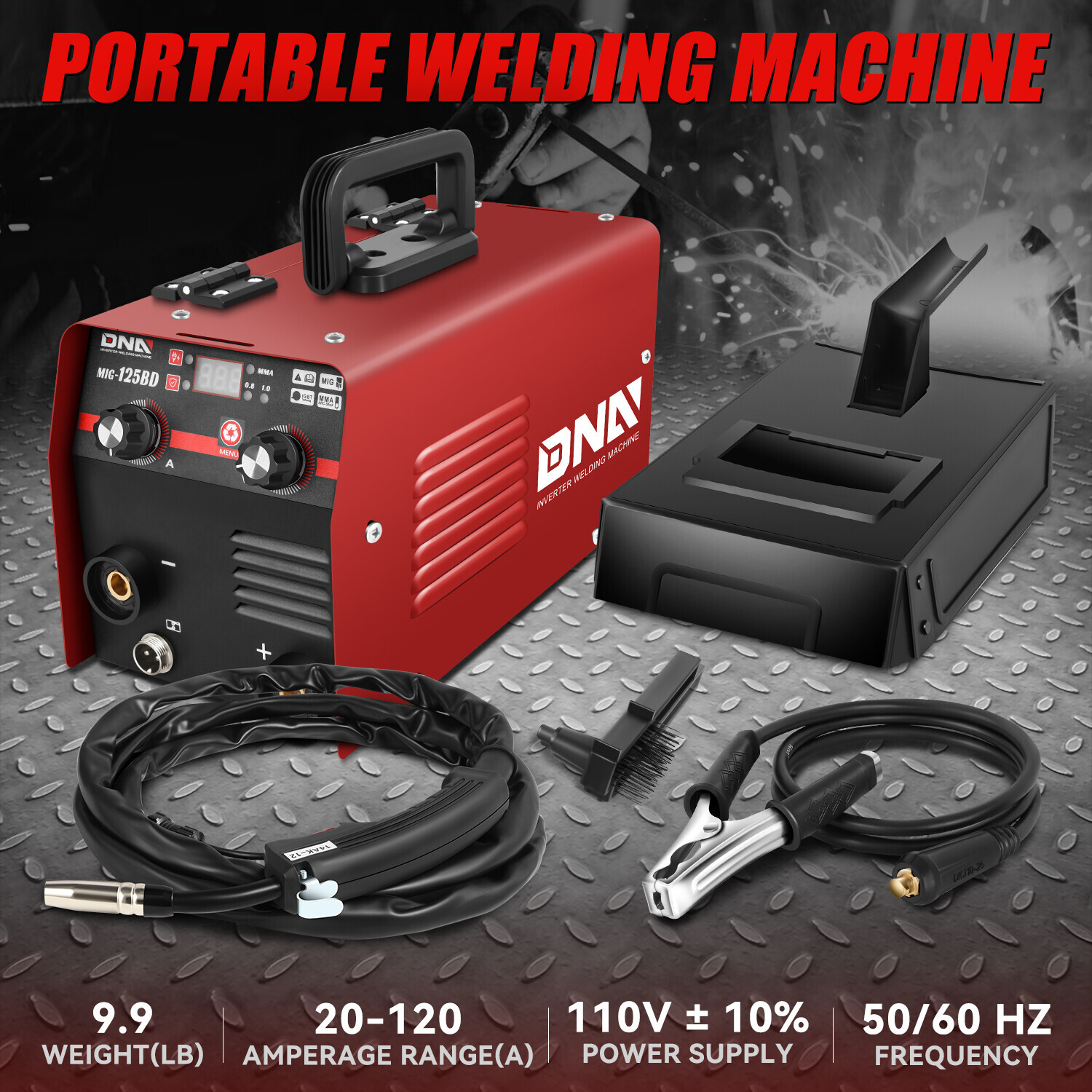 3-IN-1 110V Lightweight Portable TIG/MMA/MIG Welder IGBT Welding Machine Red