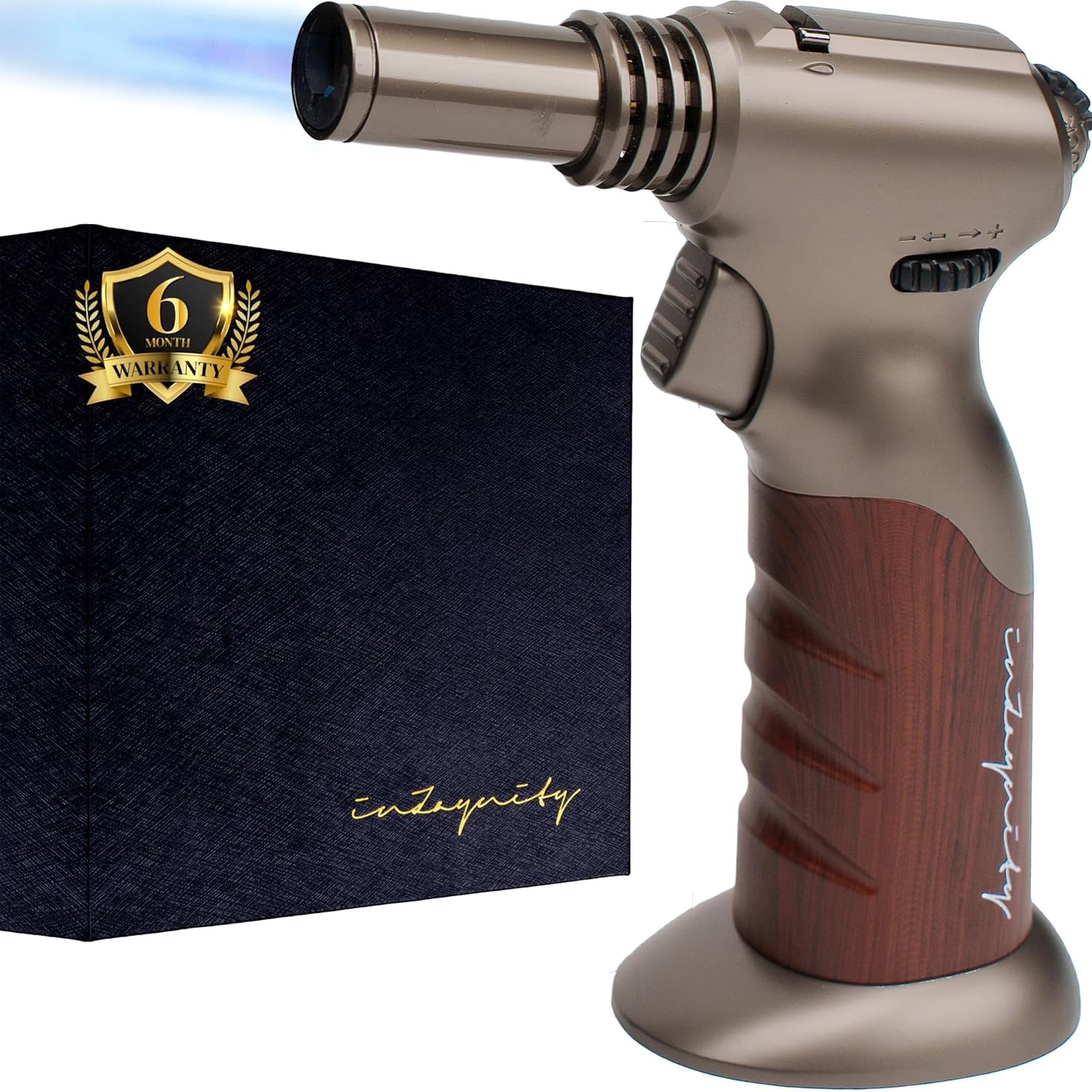 Dual Flame Butane Torch – Refillable Handheld Blow for Steel Brown