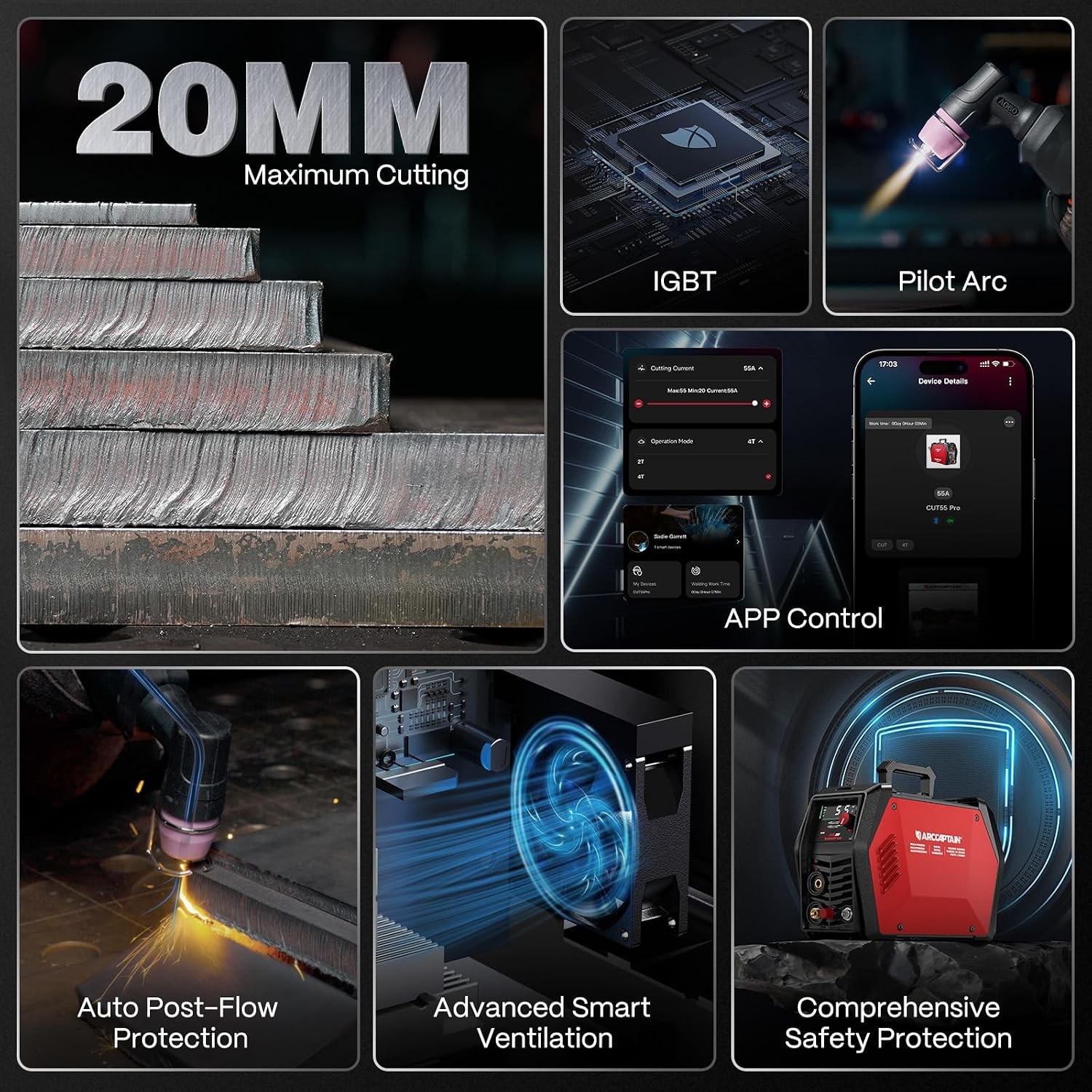 iControl Cut55 Pro Plasma Cutter APP Control 55Amp Non-Touch Pilot Arc 120V/240V