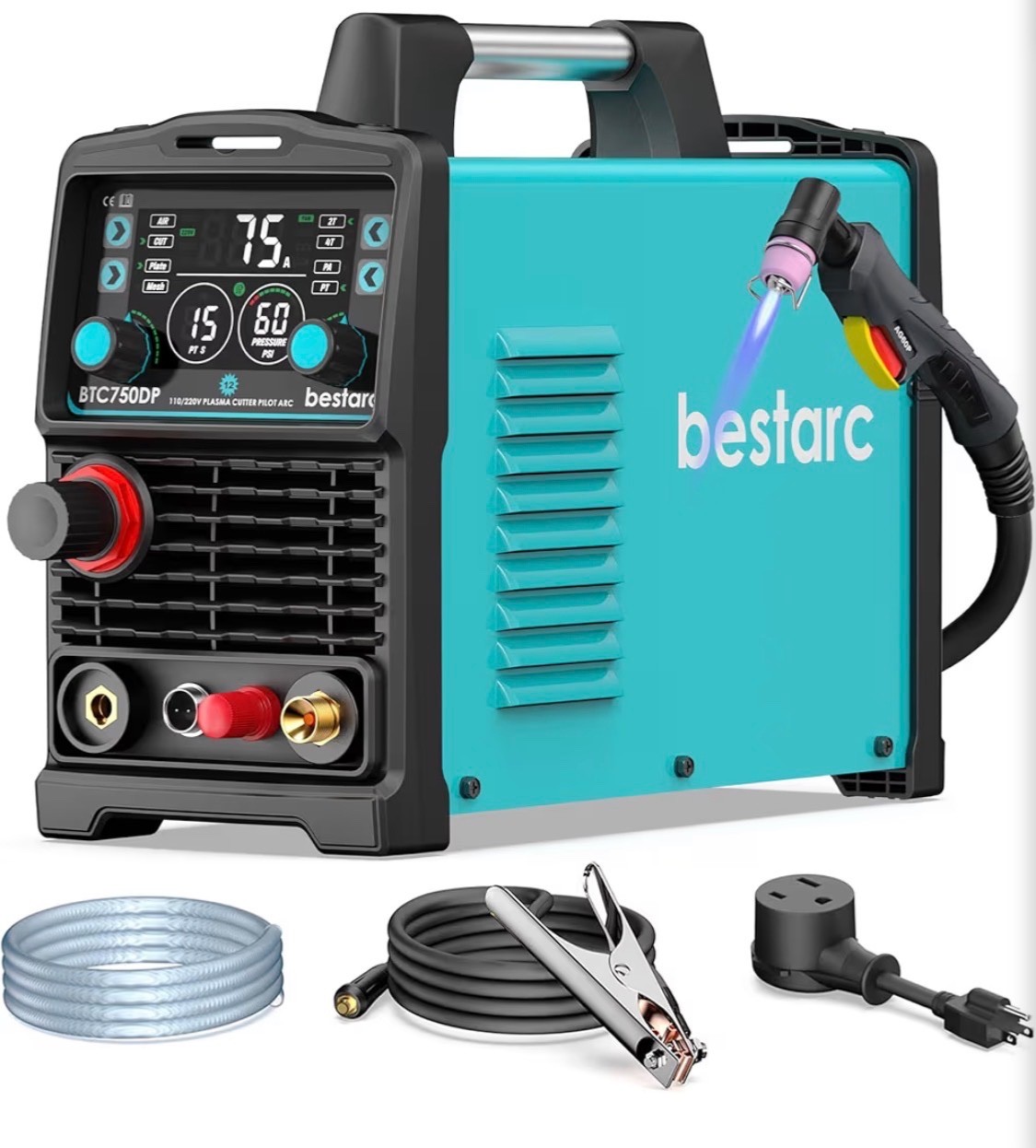 Pilot Arc Plasma Cutter, [Large LED Display][Air Sensor] 75A Plasma Cutter Machi