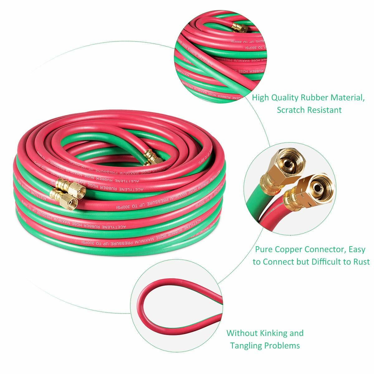 100ft x 1/4″ Twin Welding Hose Oxygen Acetylene 4 Torch Cutting 300psi Hoses