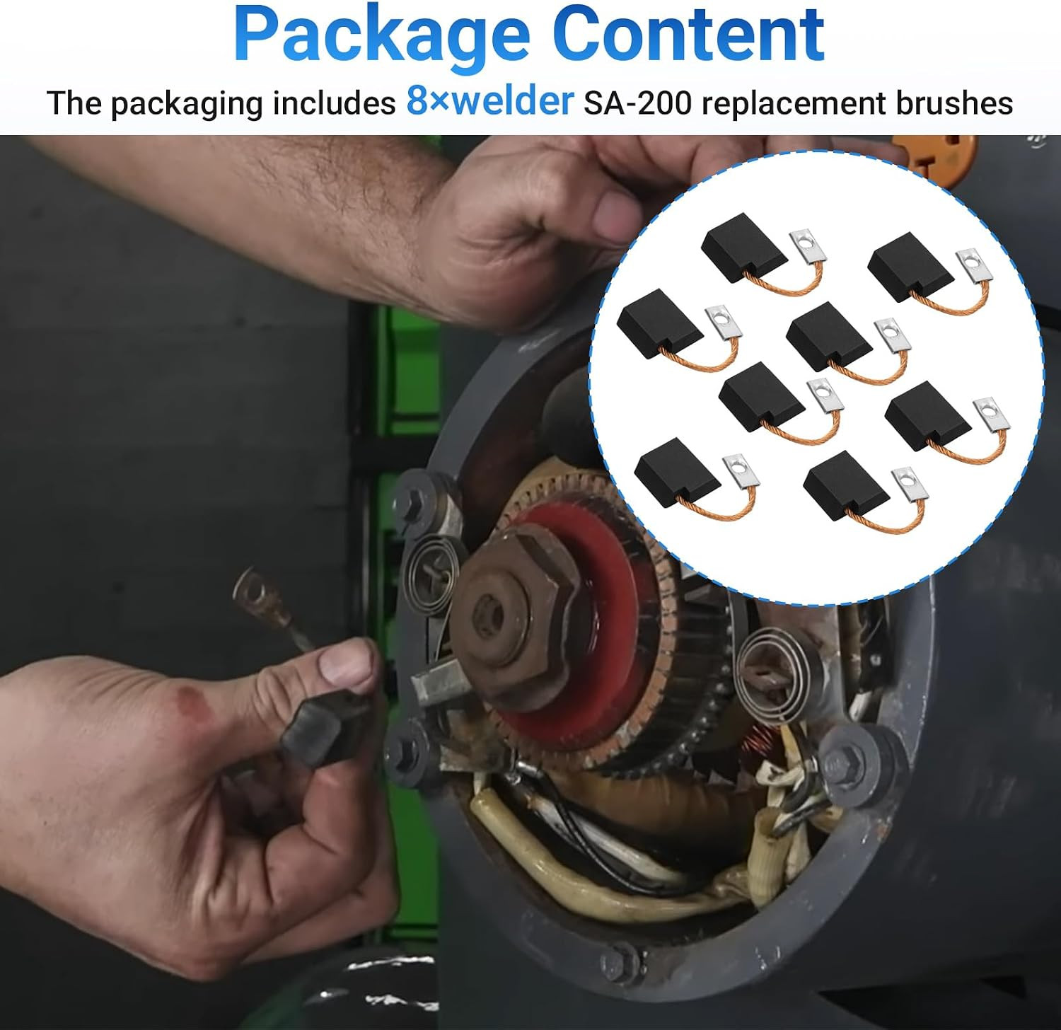Staggered Main Brush Set for Lincoln Welder SA-200 SA-250 Carbon Brush Kit