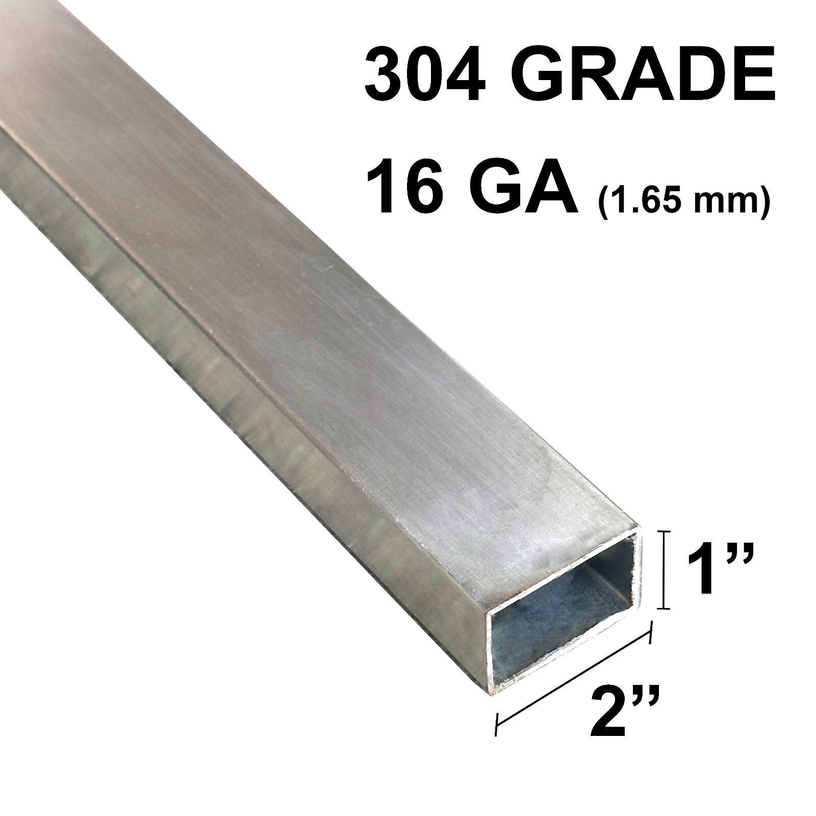 Custom Cut 1″ x 2″ OD Stainless Steel Tube | 304 Grade | 16 Gauge | Brushed