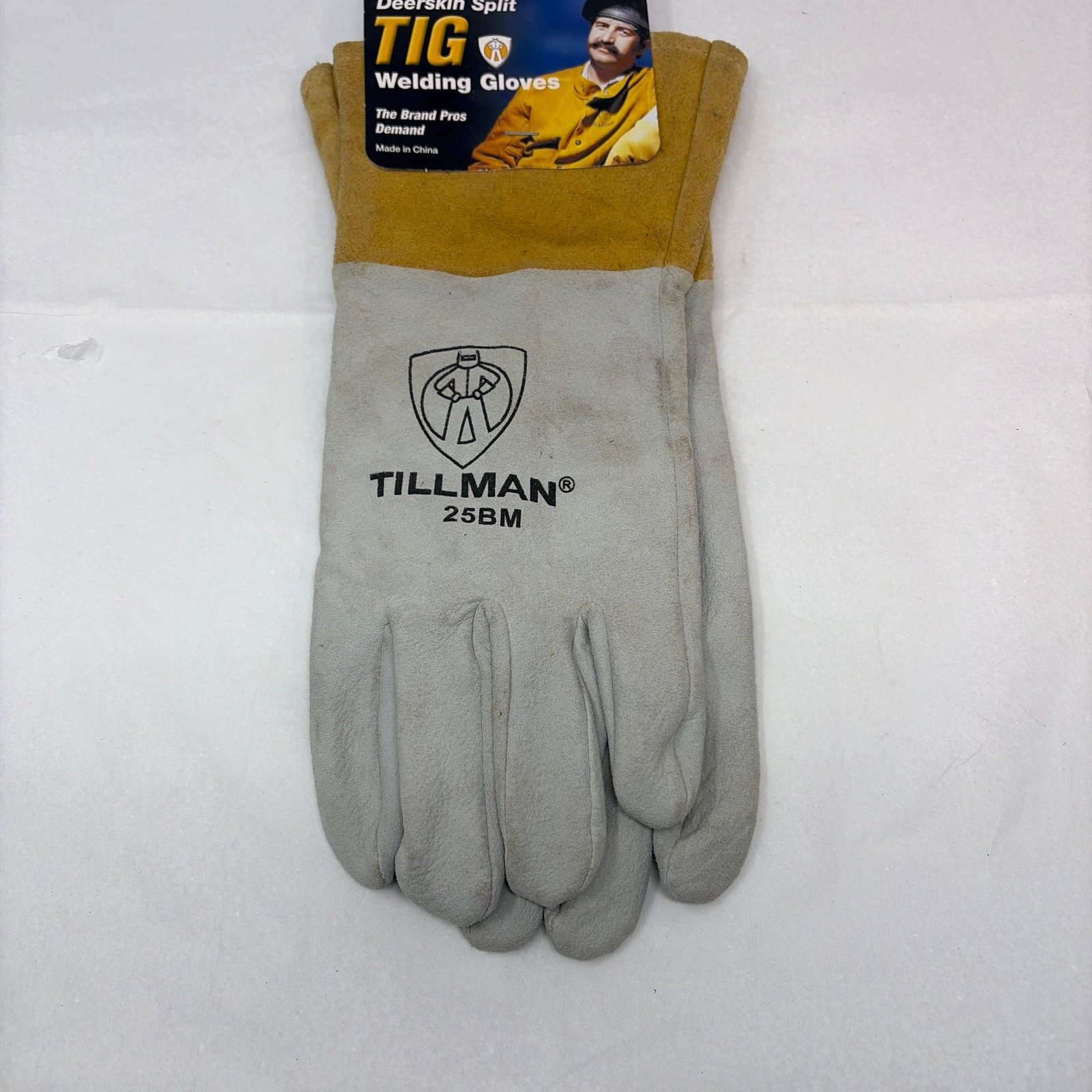 Tillman 25BMDeerskin MIG Welding Gloves, Tan/White, med – New