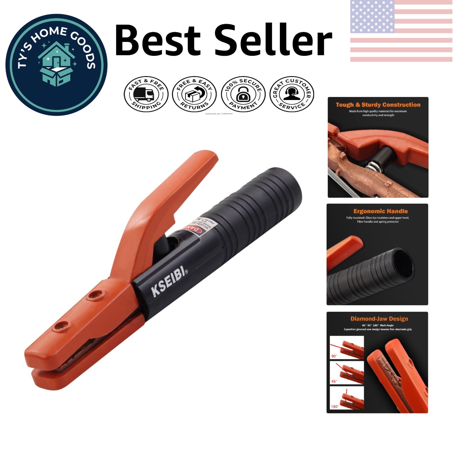 Lightweight American Design 300 Amp Welding Electrode Holder – Safe & Effective