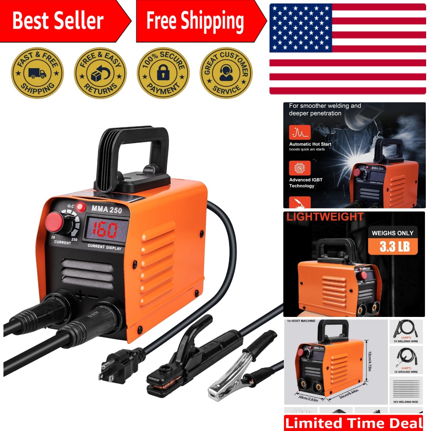 Portable Mini Welding Machine 110V – Lightweight IGBT Inverter Welder MMA-250A