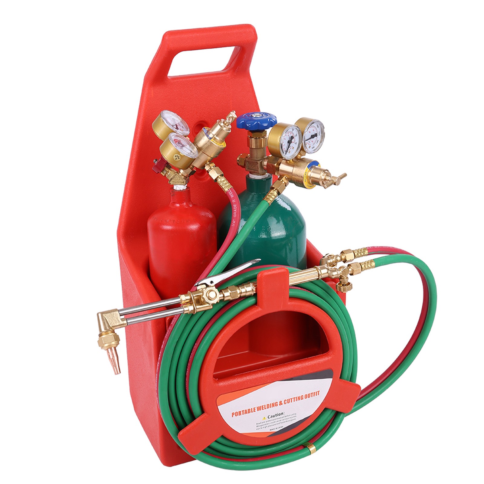 Portable Welding Kit with Tanks Regulators Brass Torch for Metal Repair Work