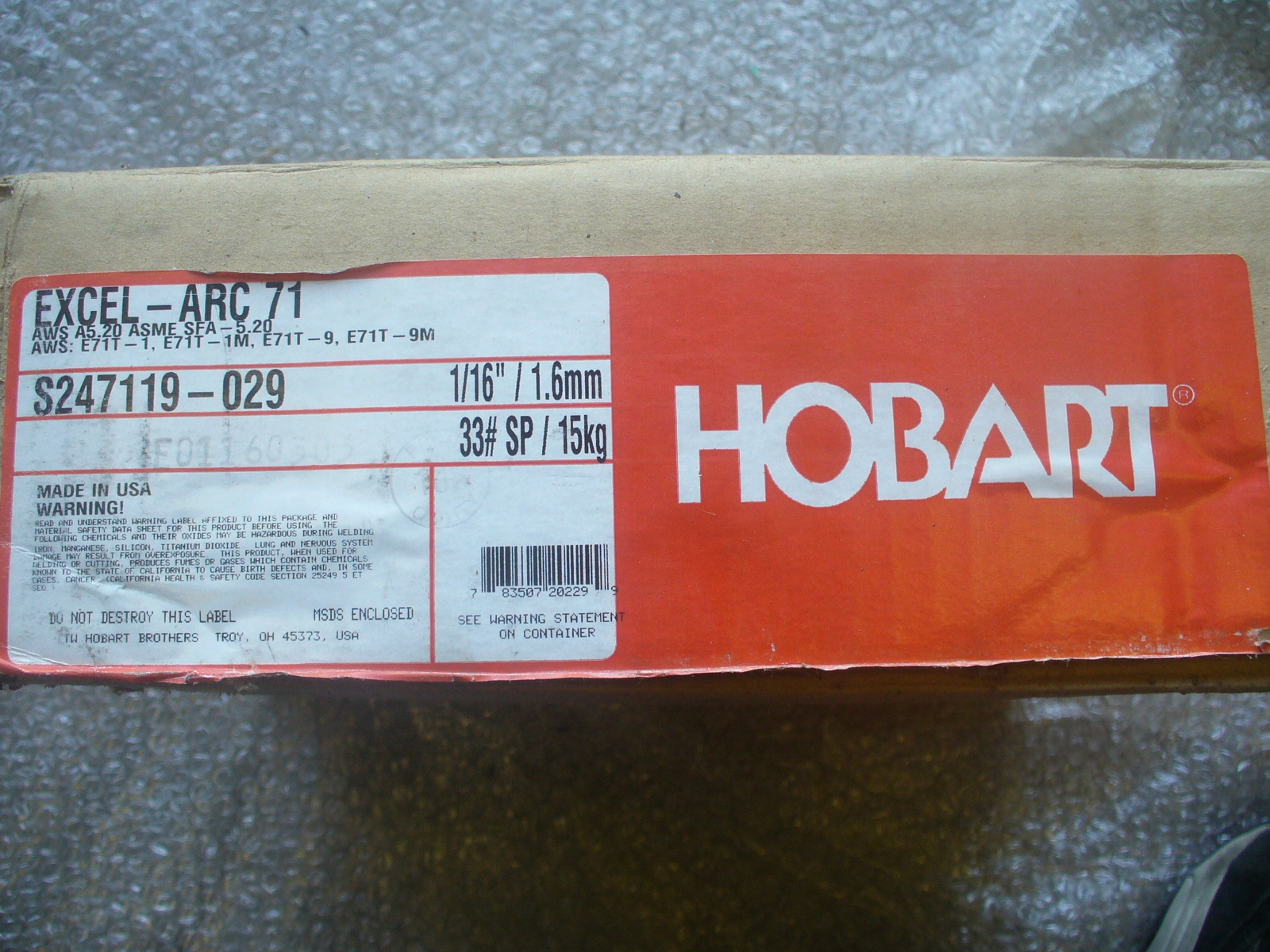 HOBART MIG WELDING WIRE Size: 1/16″ (1.6mm) x 33# (15kg)