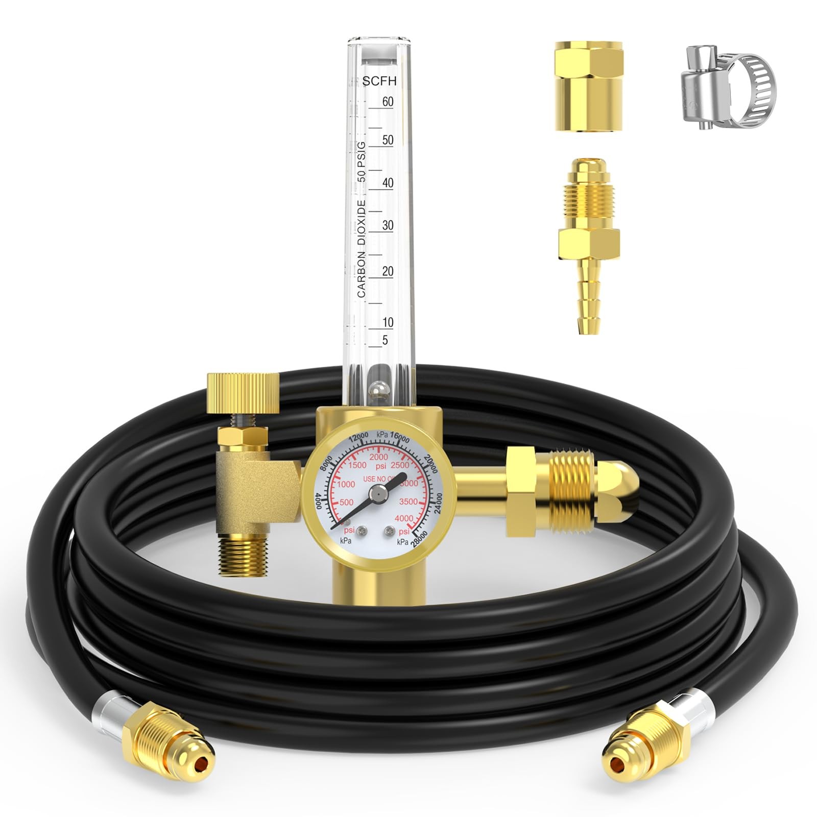 Welding Gas Regulator Flow Meter with Gas Hose, Leak-Proof Argon CO2 Pressure…