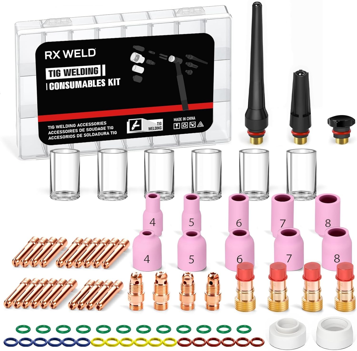 79PCS TIG Welding Accessories Torch Kit Stubby Gas Lens #10#12 lass Cup For WP-1
