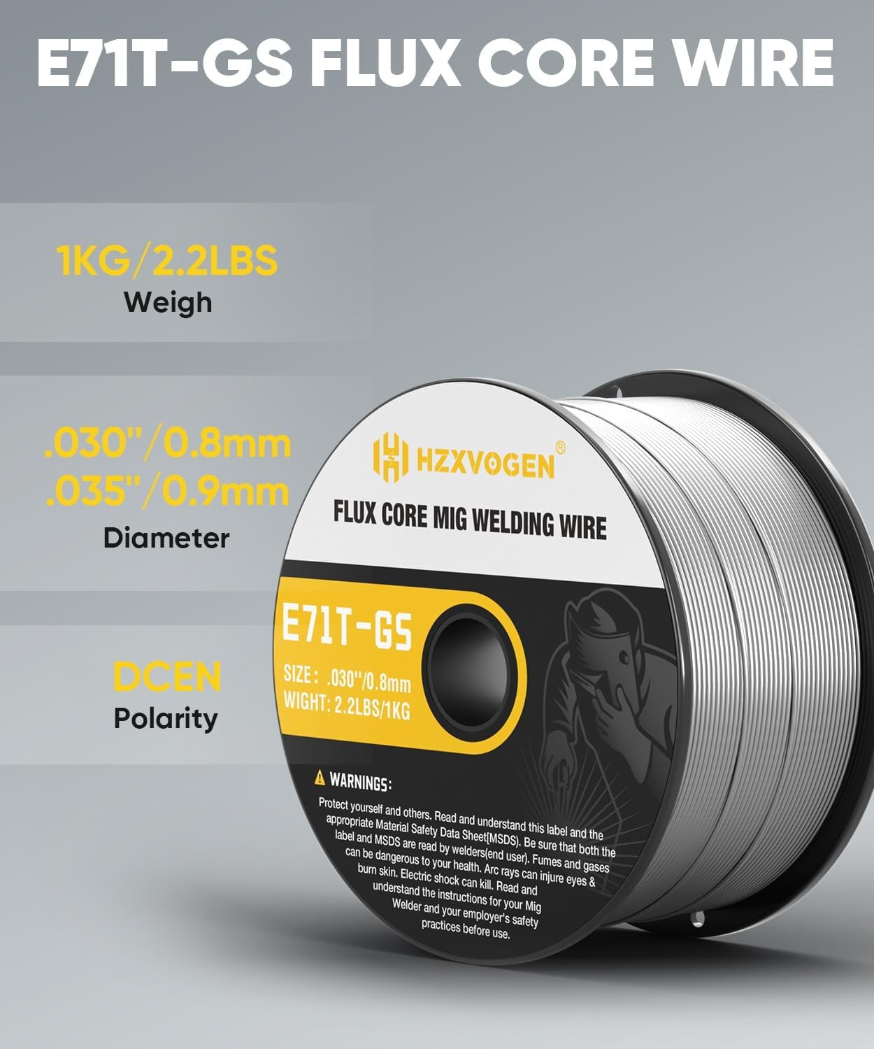 (2 Pack)Flux Core Welding Wire 0.8mm &0.9mm E71T-GS 1kg Gasless MIG Welding Wire