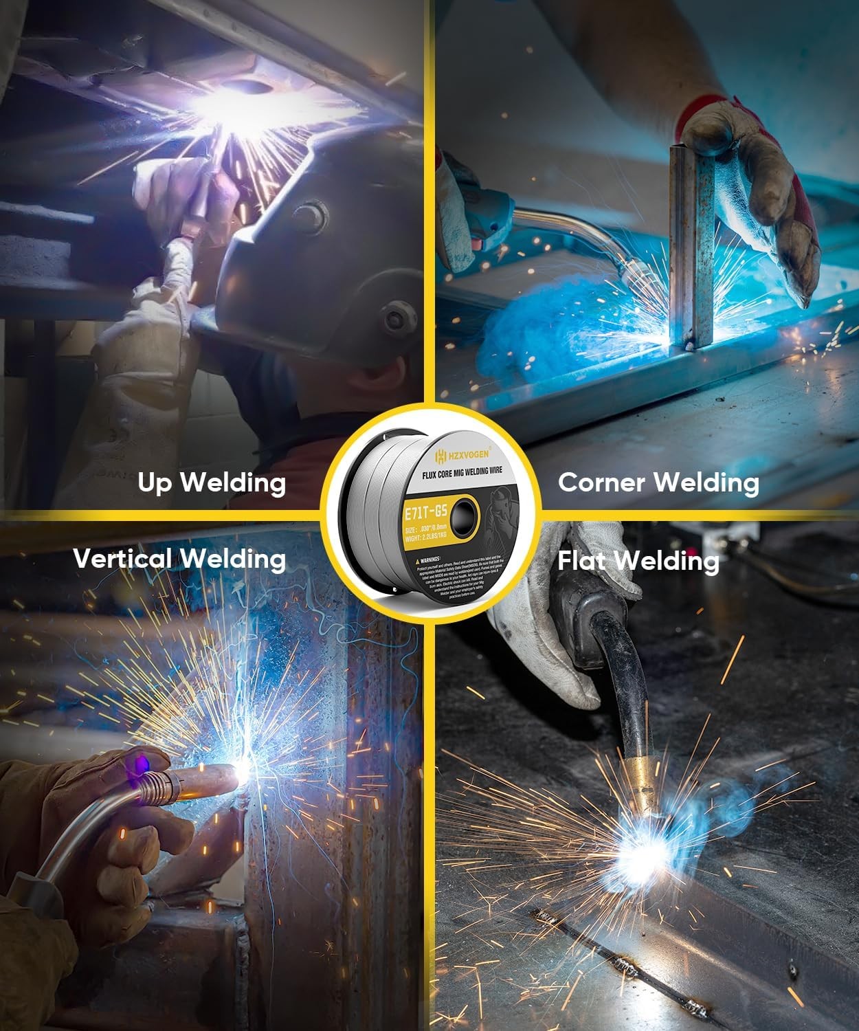 (2 Pack)Flux Core Welding Wire 0.8mm &0.9mm E71T-GS 1kg Gasless MIG Welding Wire