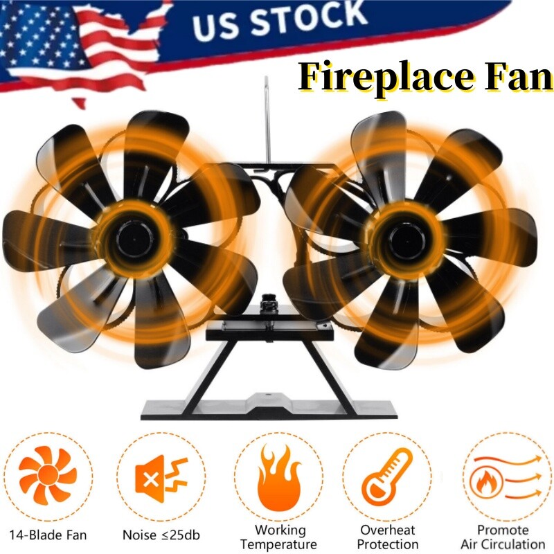 14 Blades Stove Fan Heat Powered for Buddy & Mr Heater Wood Burner Fireplace Fan
