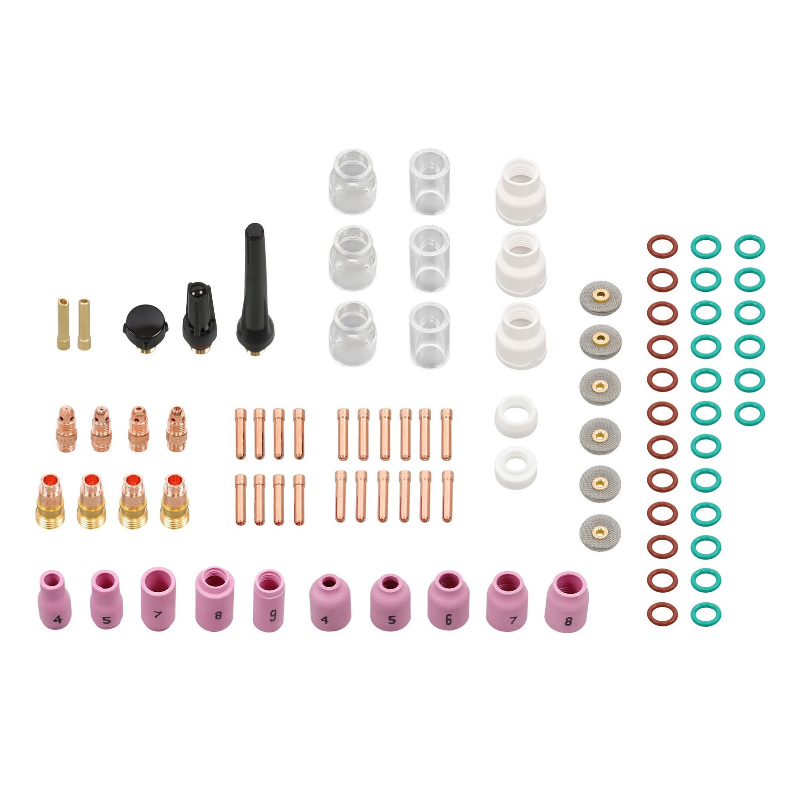 TIG Welding Torch Kit 90 Pcs – Alumina Nozzle, Collets, Stubby Gas Lens