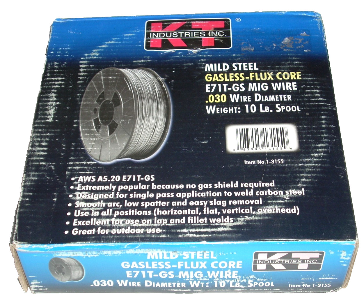 KT Industries E71T-GS Flux Core Welding Wire .030 Gasless 10 lb Roll – 1-3155