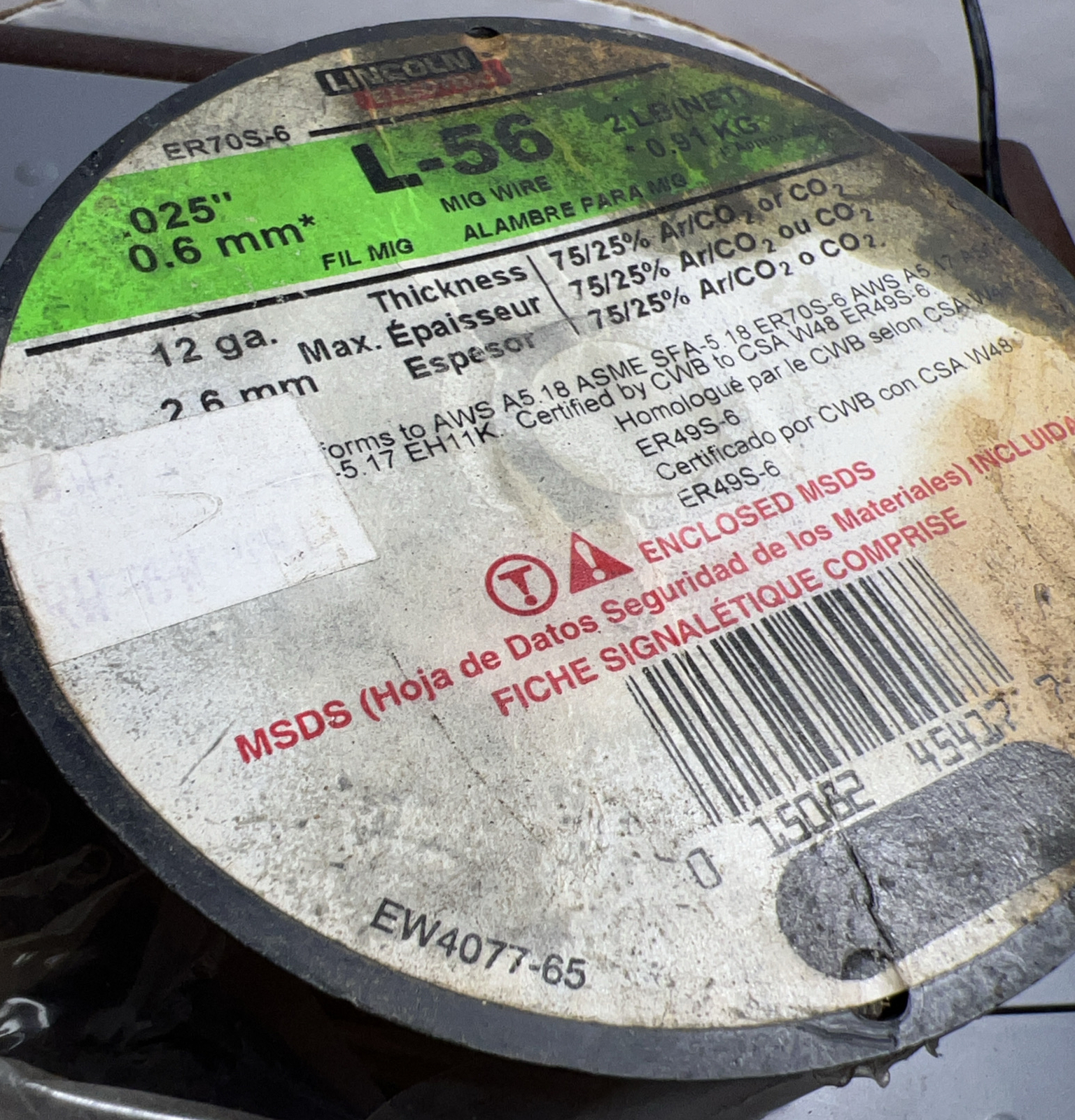 Lincoln electric 0.25 L-56 2 lb SuperArc Copper Coated Welding Wire