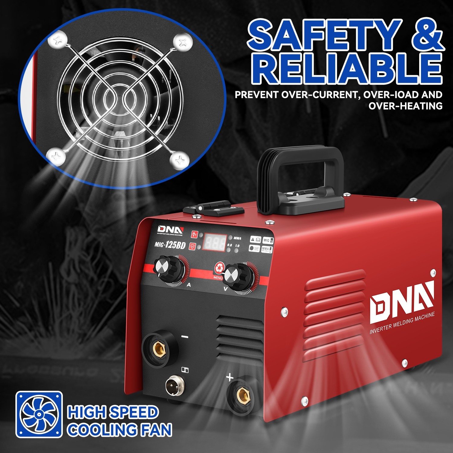 3-in-1 Portable Welding Machine MMA/MIG/TIG IGBT Technology LED Display Red