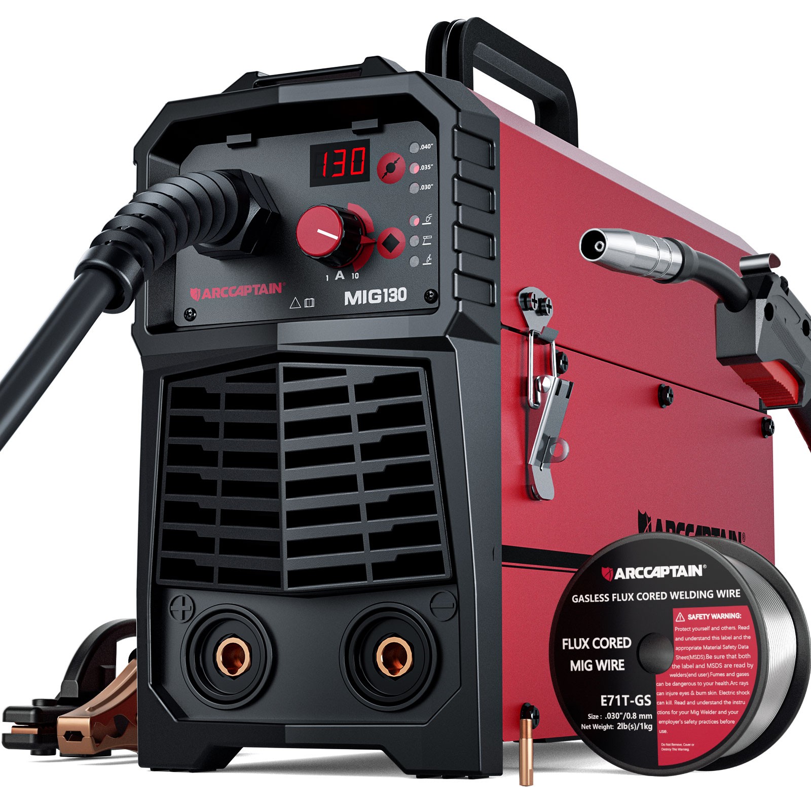 ARCCAPTAIN MIG Welder 130A Gasless Flux Core MIG/Lift TIG/Stick 3 in 1 Portable