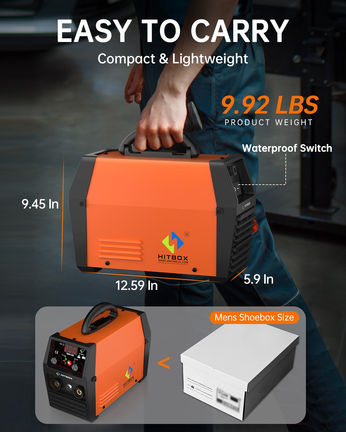 3 IN 1 MIG WELDER INVERTER 200AMP DC NO GAS TIG ARC MIG IGBT 110V/220V w/HELMET