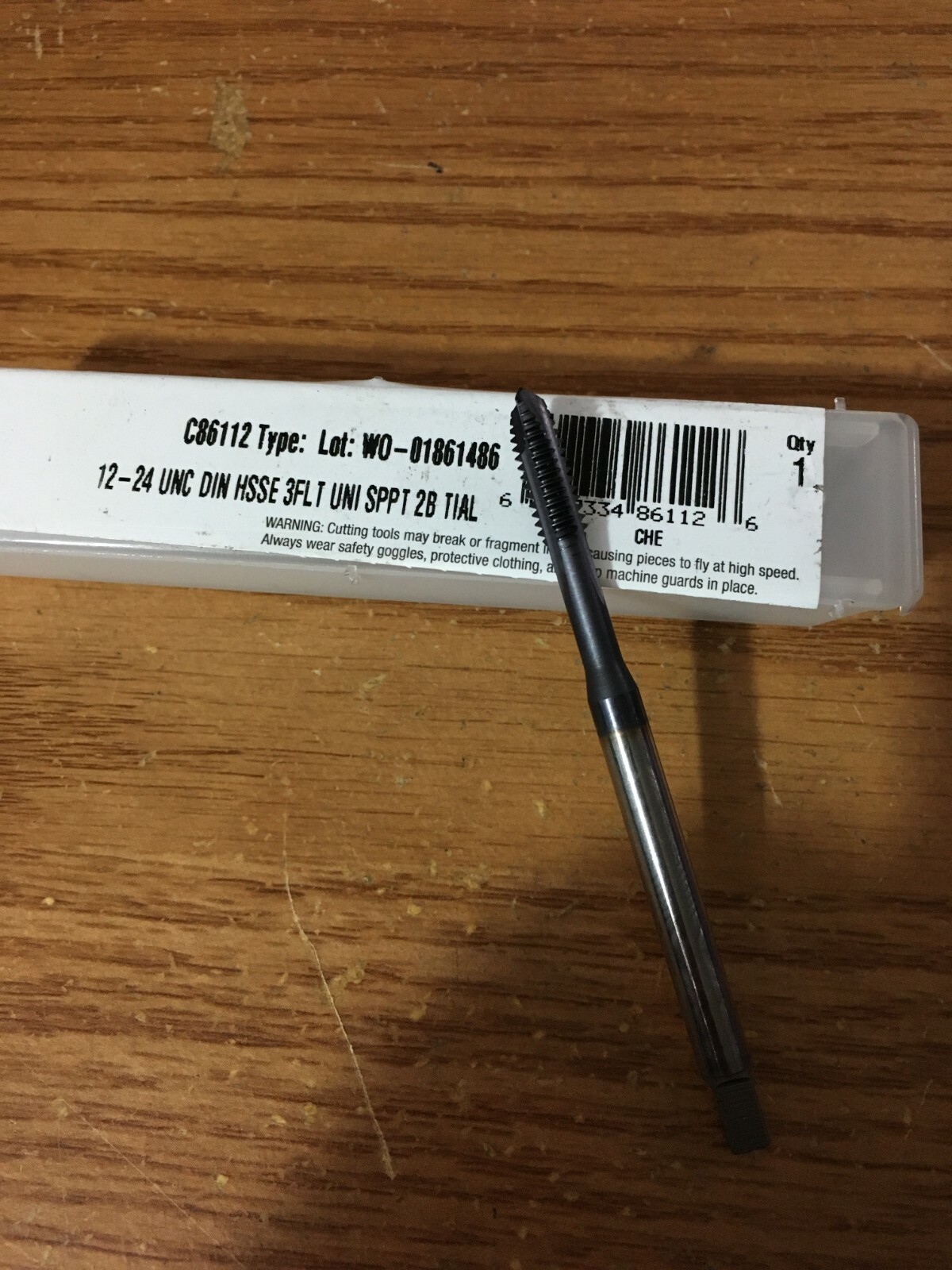 12-24 UNC DIN HSSE 3FLT UNI Spiral Point Tap 2B TIALN PRO-861SP