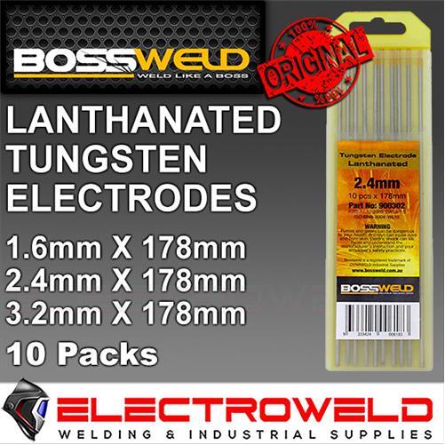 10x BOSSWELD Lanthanated Tungsten Electrodes Gold Welding Rods 1.6mm 2.4mm 3.2mm